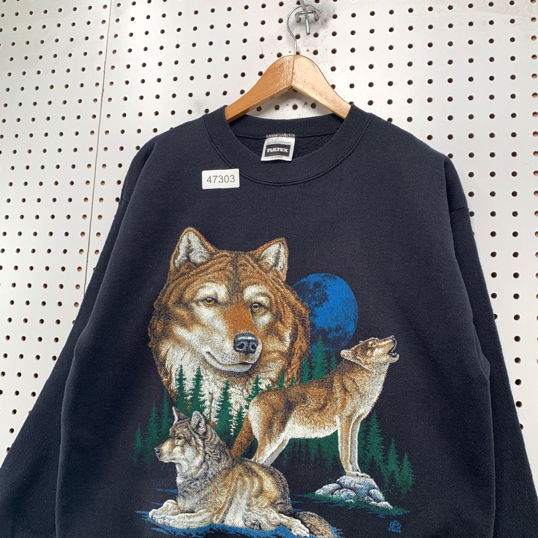 Tultex VINTAGE Wolf Nature Sweatshirt Mens XL Black Outdoor Graphic Tultex Made USA Size US XL / EU 56 / 4 - 6 Thumbnail