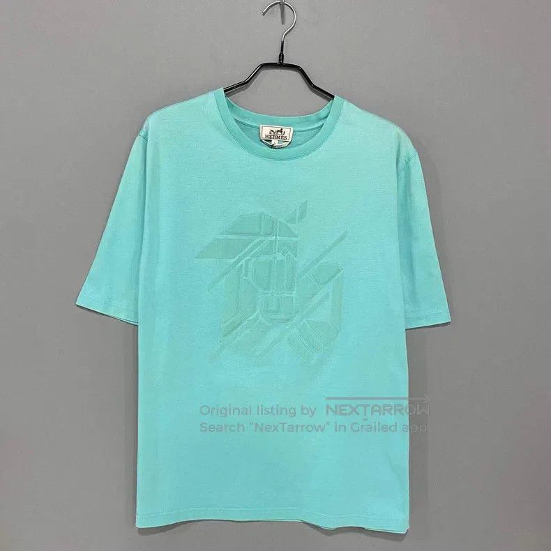 Hermes Hermes Mint Green 3D Printed Short Sleeve Size L / US 10 / IT 46 - 1 Thumbnail