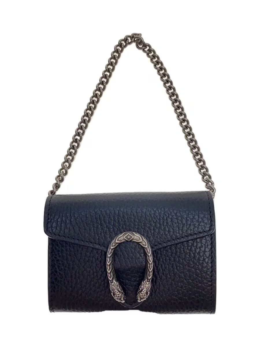 Gucci Gucci Dionysus Leather Chain Coin Case Black Size ONE SIZE - 1 Thumbnail