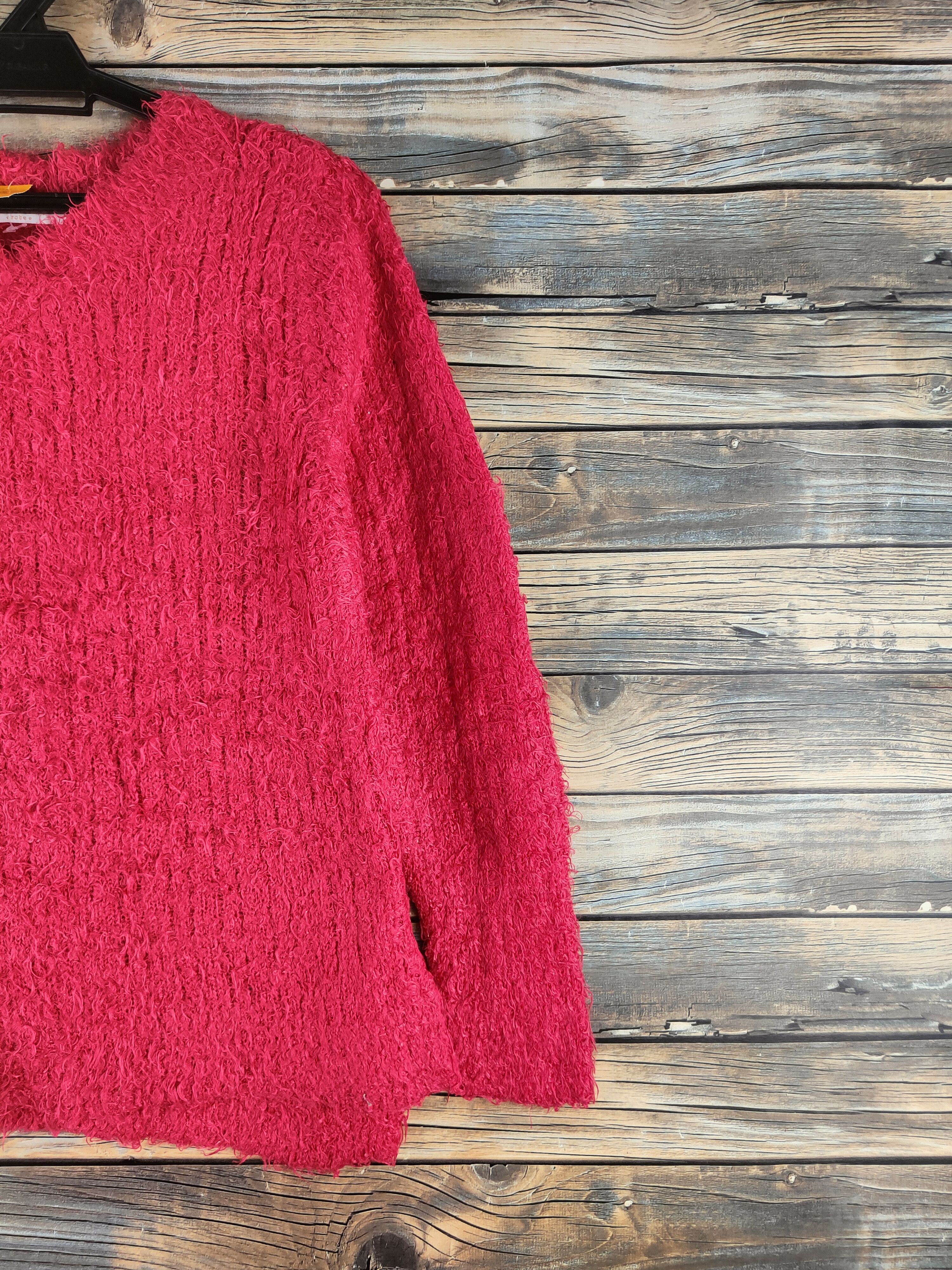 Japanese Brand DL Chocol Raffine Red Fur Mohair shaggy Knitwear #46-912 Size S / US 4 / IT 40 - 5 Thumbnail
