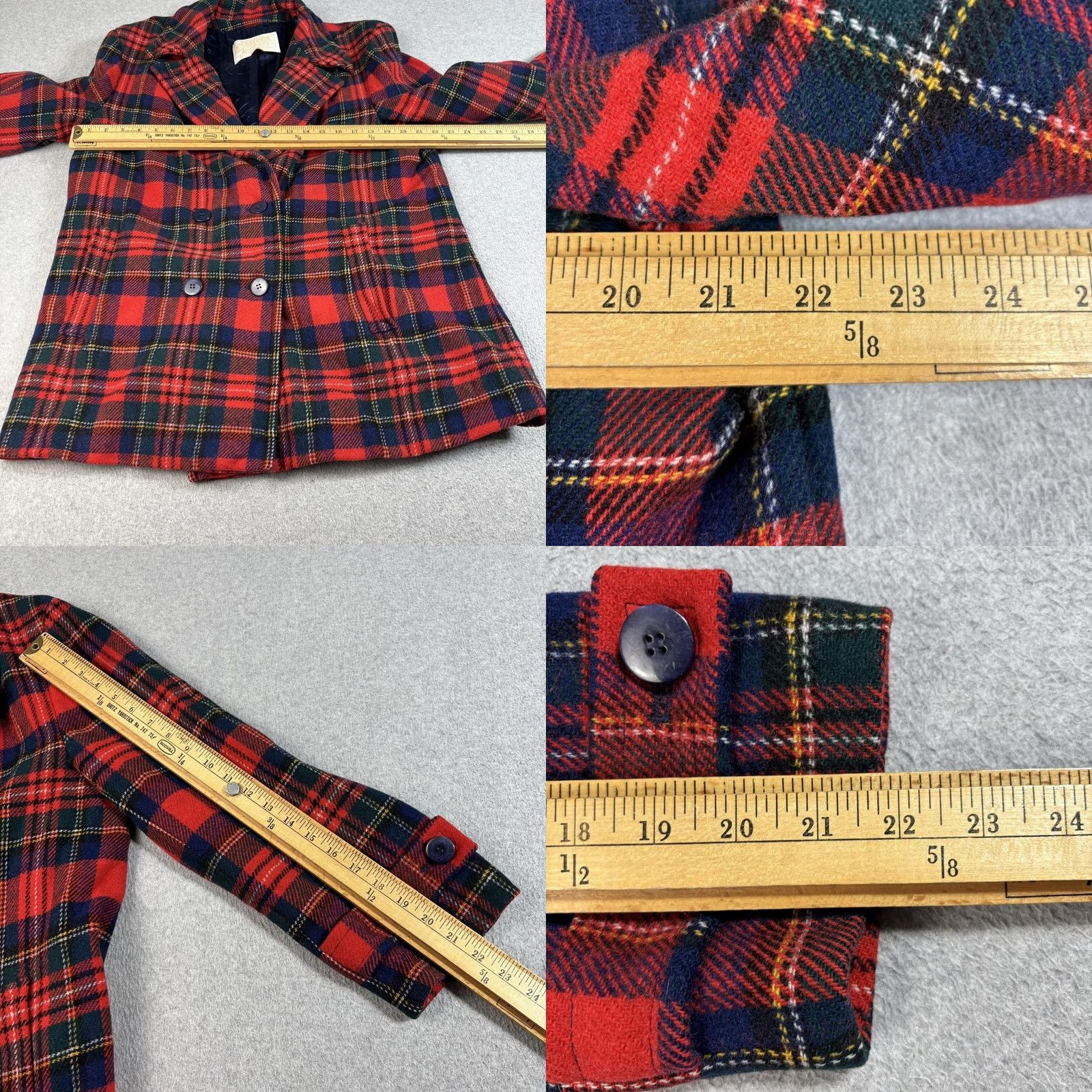 Pendleton VINTAGE Pendleton Wool Pea Coat Women 16 Red Plaid Double Breasted Heritage 70s Size XXL / US 16-18 / IT 52-54 - 8 Thumbnail