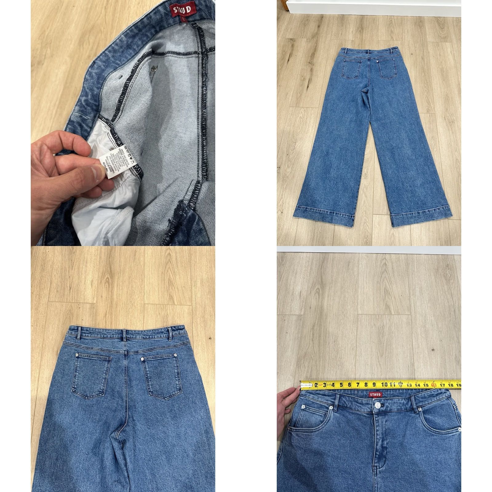Staud STAUD Blue Denim Wide-Leg Jeans Women's 12 Jeans Blue Wide-Leg 33in Inseam Womens Denim Pant) Size 34" / US 12 / IT 48 - 8 Thumbnail