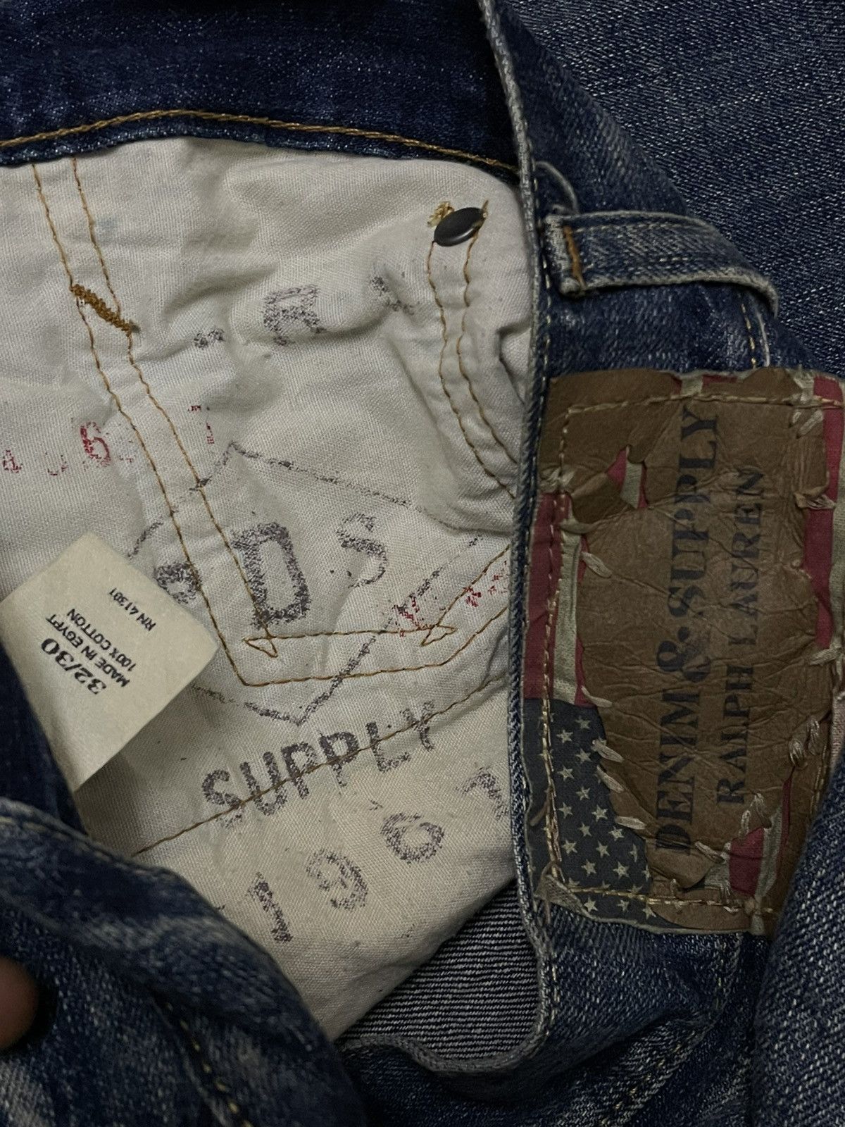 Polo Ralph Lauren VINTAGE POLO RALPH LAUREN SUPPLY DISTRESSED INDIGO DENIM Size US 33 - 17 Thumbnail