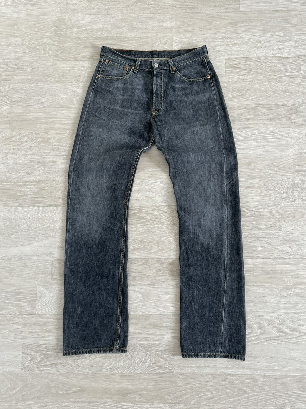 Levi's Vintage 00s Levi's 501 Gray Washed Denim Straight Jeans Size US 33 - 2 Thumbnail