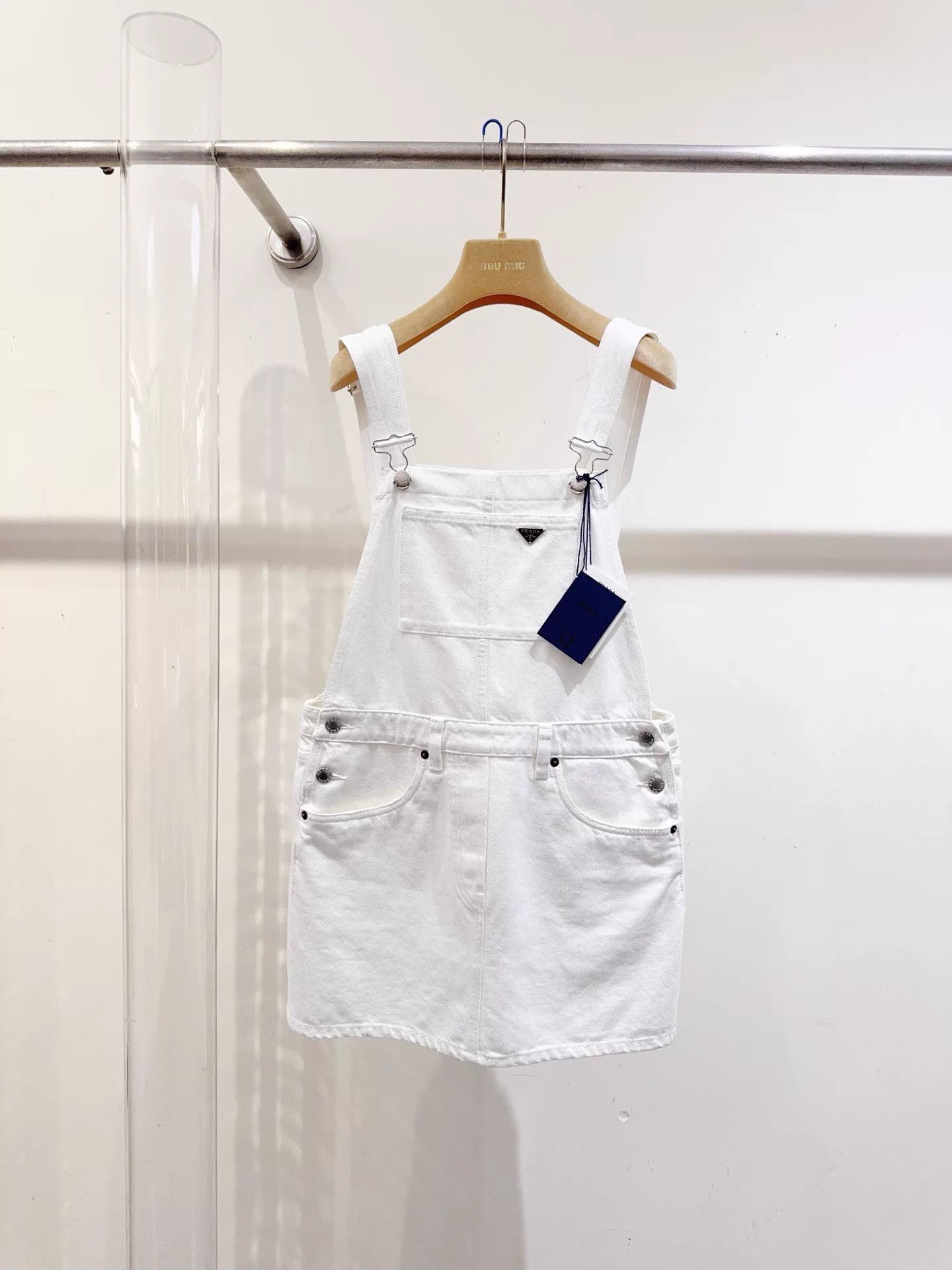 Prada Prada Enamel Triangle Logo Pinafore Dress Size 27" / US 4 / IT 40 - 1 Thumbnail