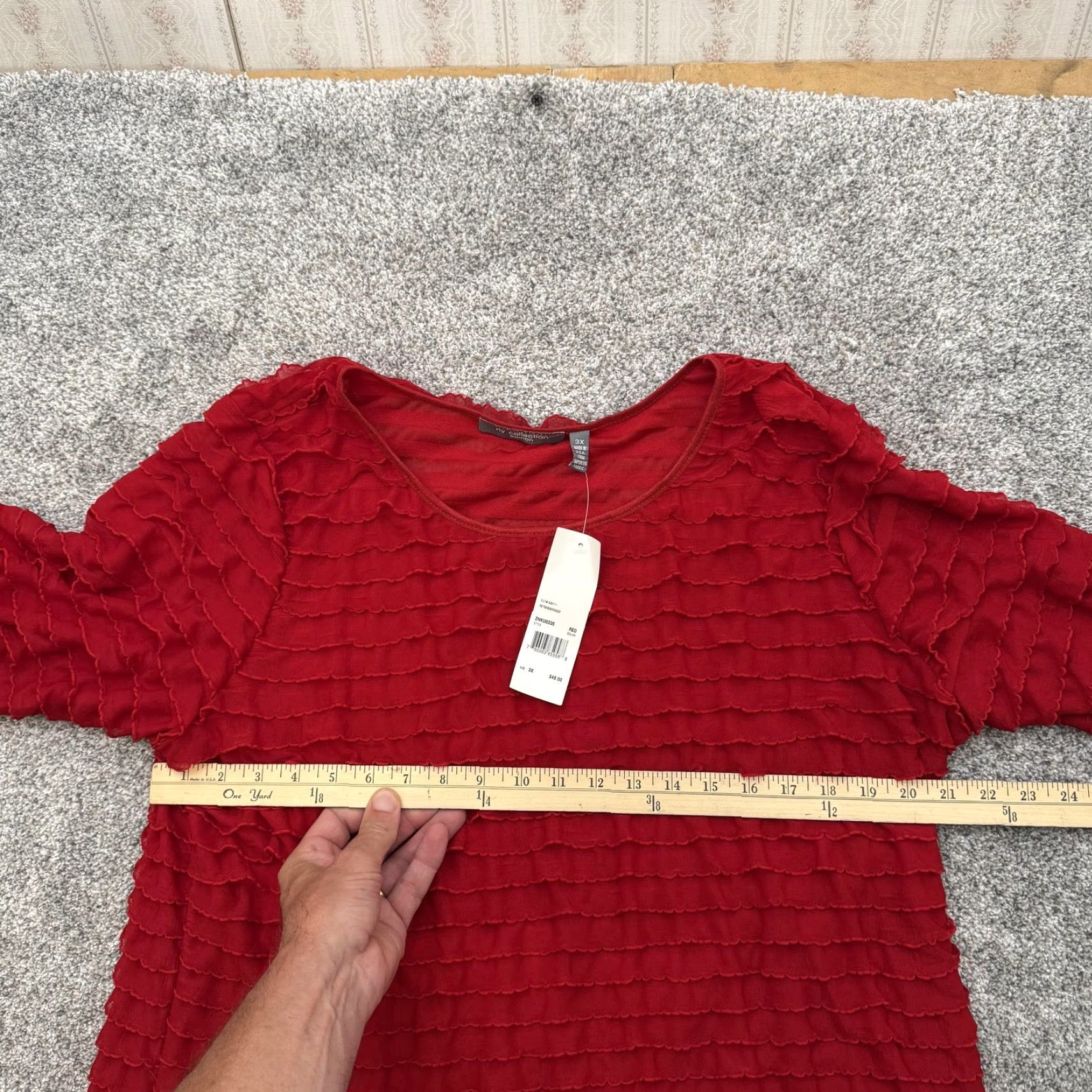 Vintage NY Collection Blouse 3X Plus Red Ruffles Holiday Christmas Boho Office Shirt Womens Size XXL / US 16-18 / IT 52-54 - 5 Thumbnail