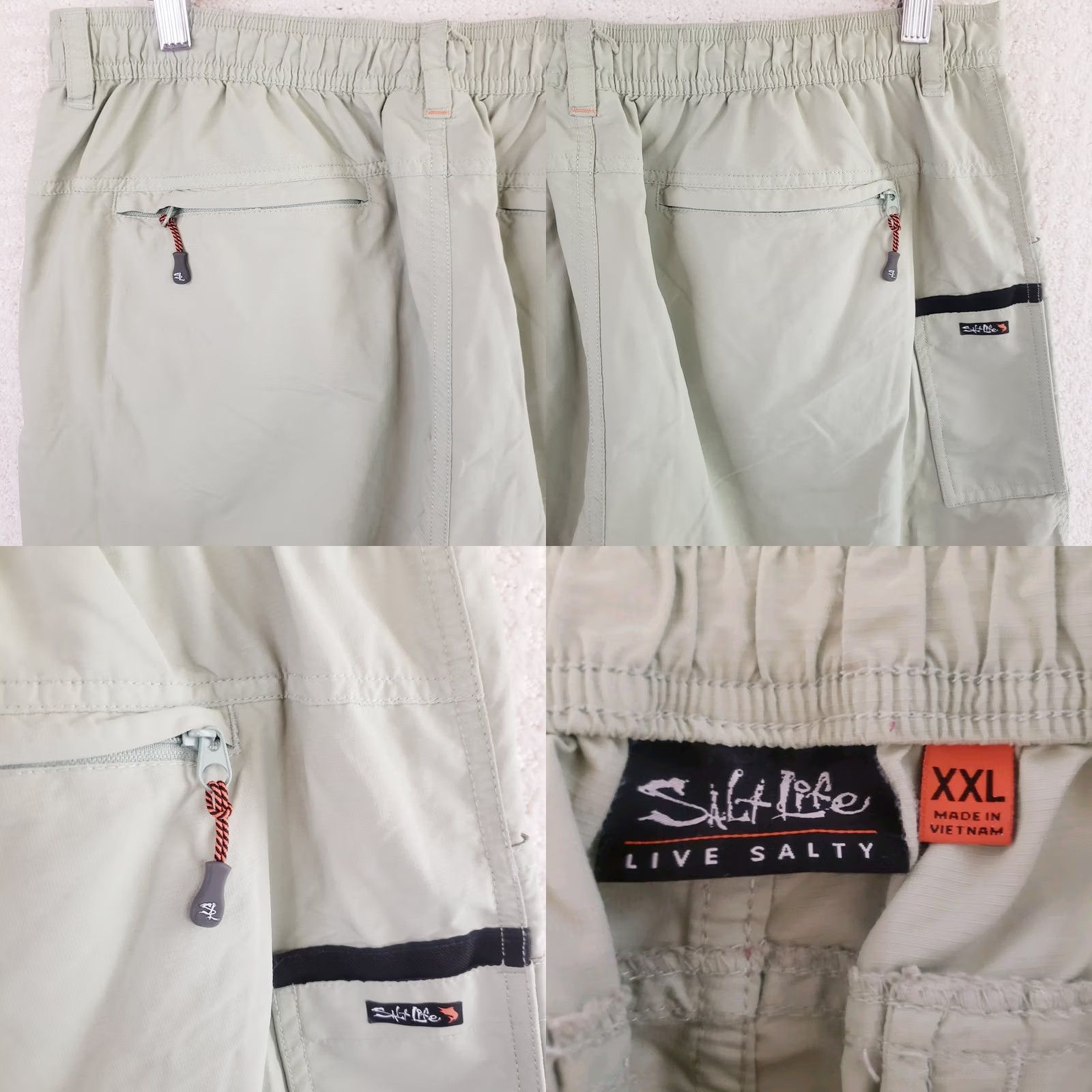 Vintage Salt Life Men's XXL Green Cargo Shorts Nylon Quick Dry Logo Size US 39 - 8 Thumbnail