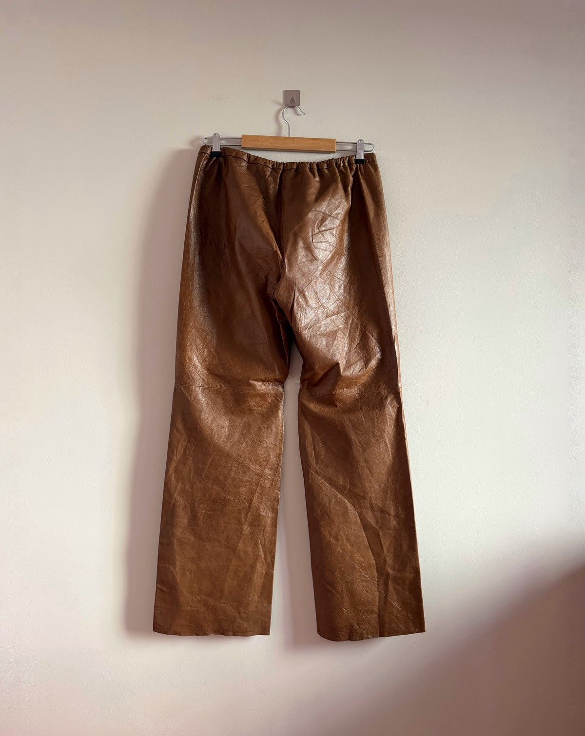 Costume National Costume National Homme Wide Leg Brown Leather Pants Size US 32 / EU 48 - 5 Thumbnail
