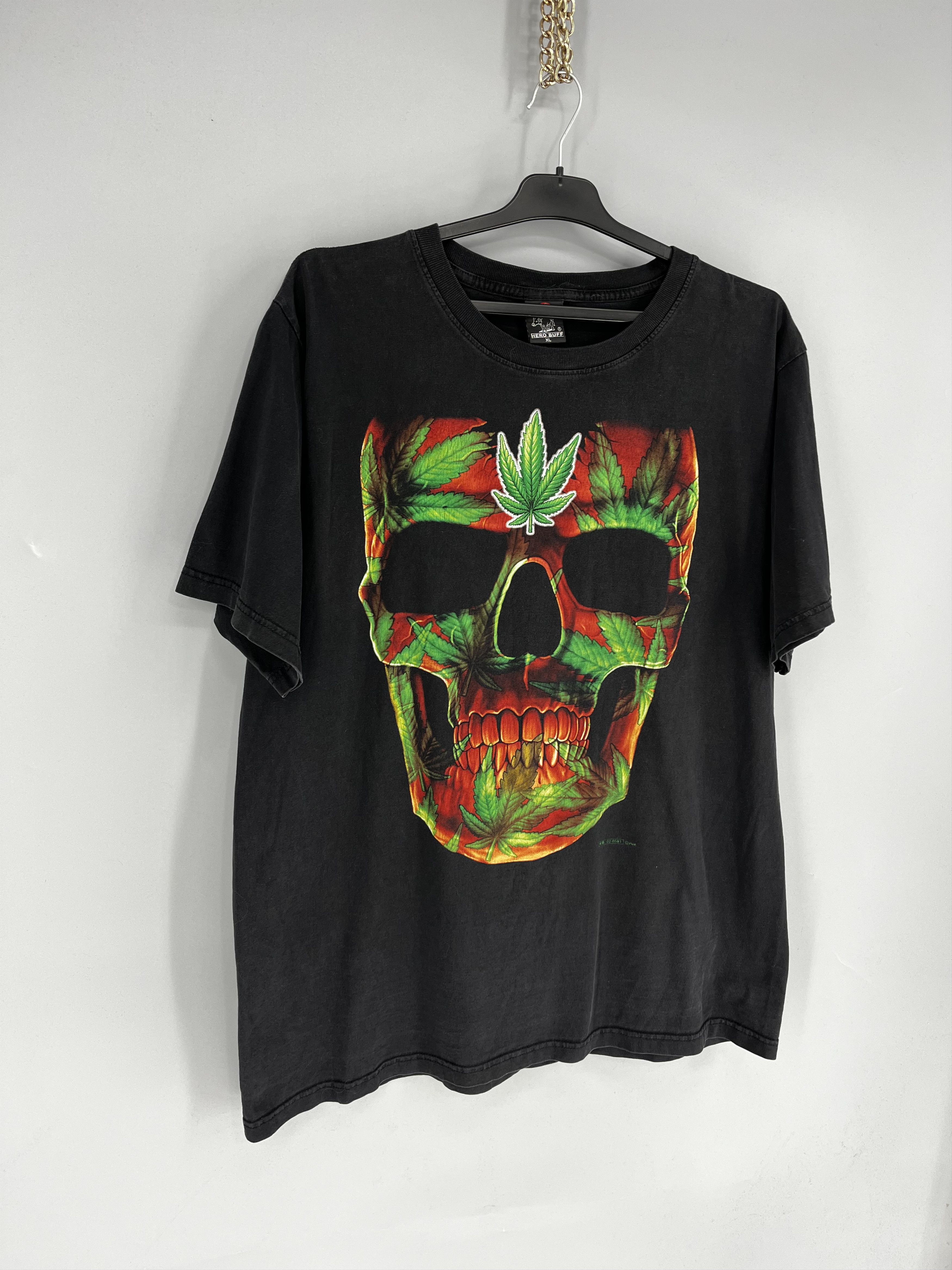 Vintage Vintage 90s Skull Marijuana Hill Fashion Bandtees Size US XL / EU 56 / 4 - 2 Thumbnail