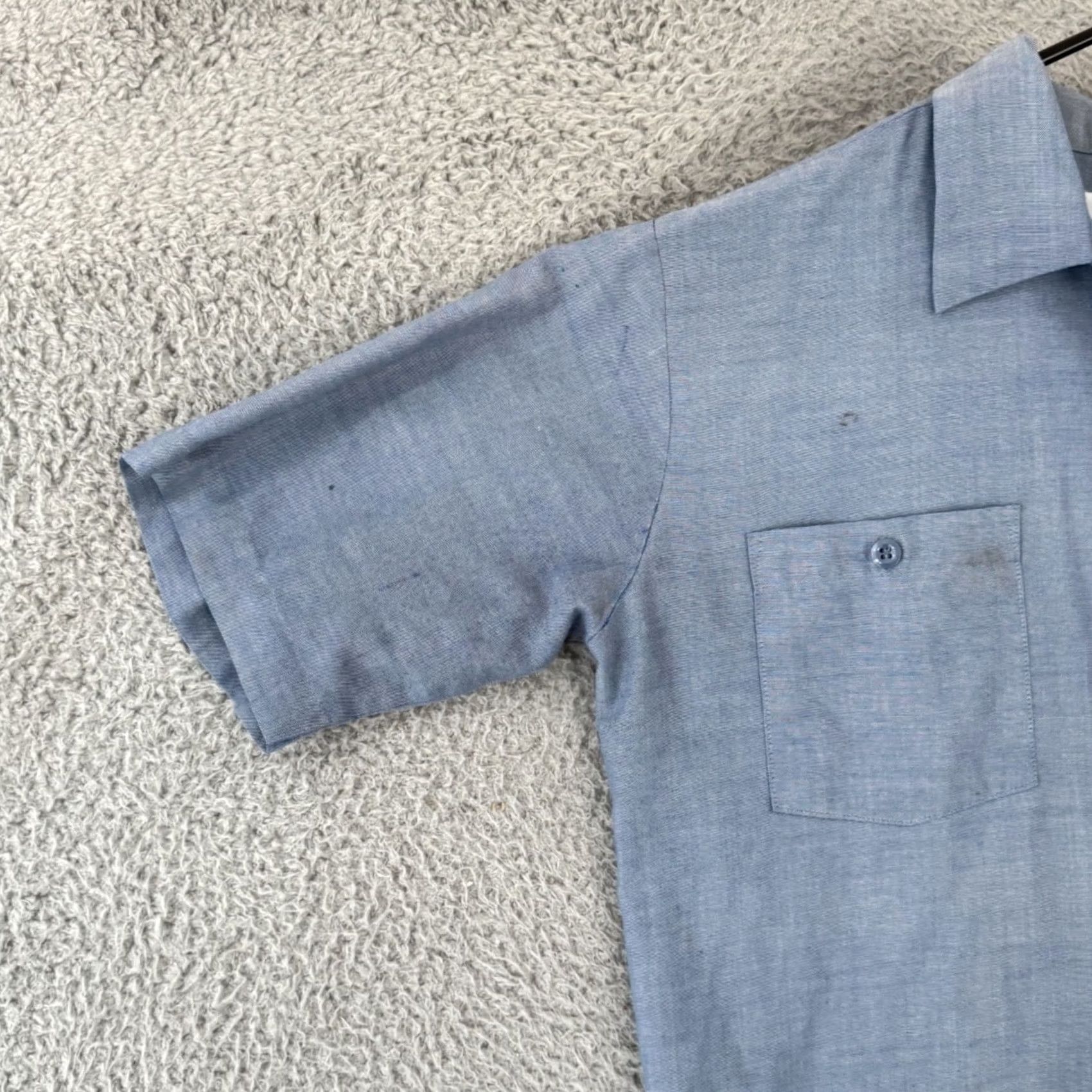 Vintage VINTAGE Seafarer Shirt Mens S Chambray Button Up 60s USA Navy Seafarer Button-Up Short Sleeve Blue Cotton Blend Solid Size US S / EU 44-46 / 1 - 4 Thumbnail