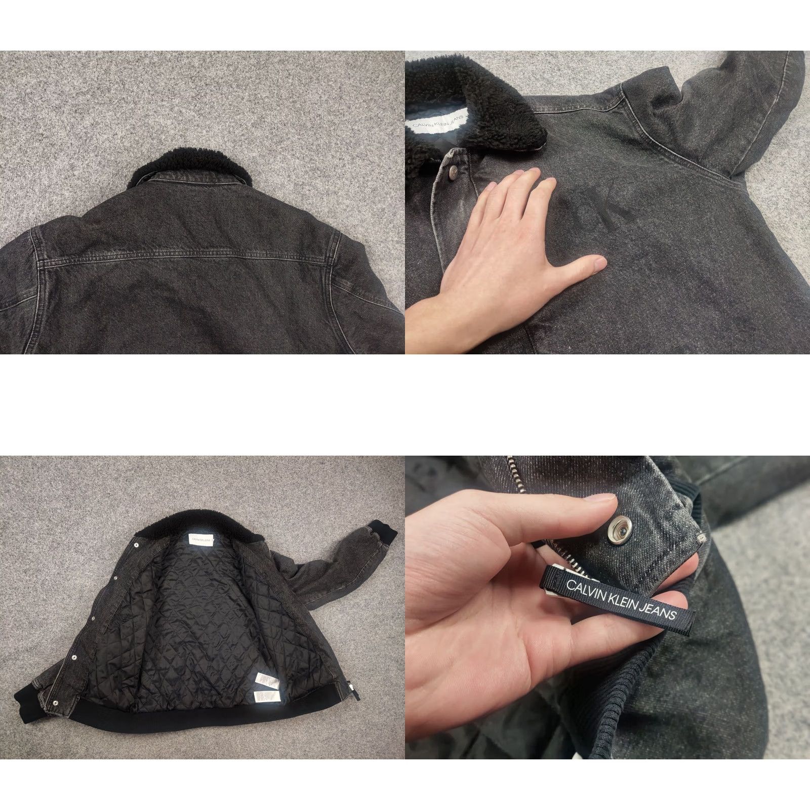 Calvin Klein Calvin Klein Jeans Sherpa Flight Bomber Jacket Denim Black Pocket Raf Style Size US 31 - 9 Thumbnail