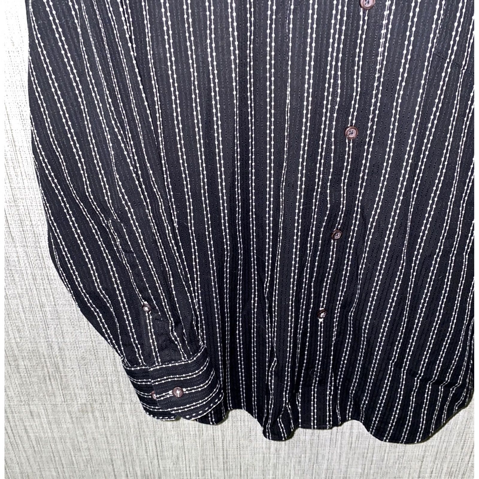 BUGATCHI Bugatchi Uomo Shirt Mens Black Striped Long Sleeve Button Front Size L Size US L / EU 52-54 / 3 - 4 Thumbnail