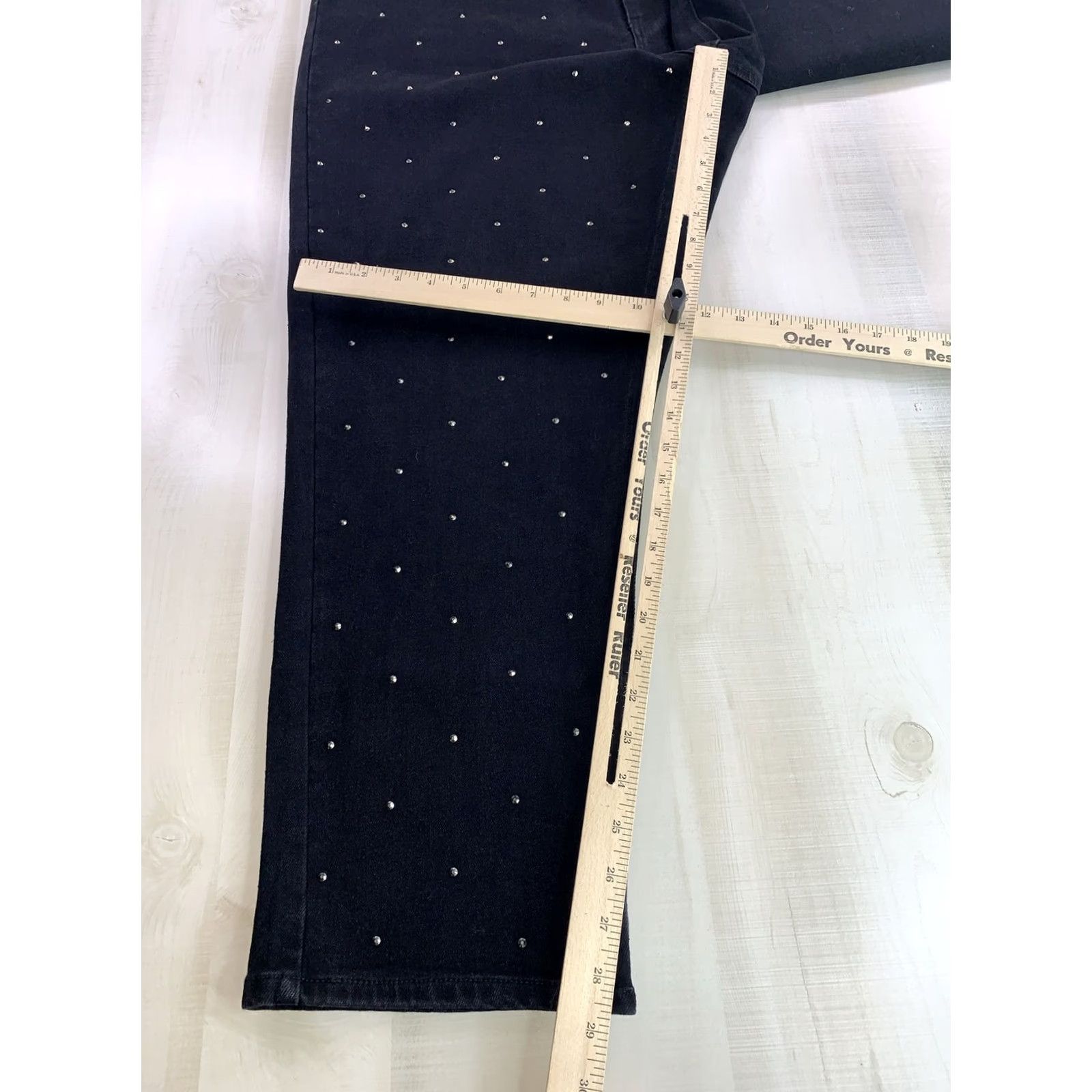 Vintage Intempo Womens Rhinestone Black Stretch Skinny Jeans Size 20-12316 Den... Size 42" / US 20 - 6 Thumbnail