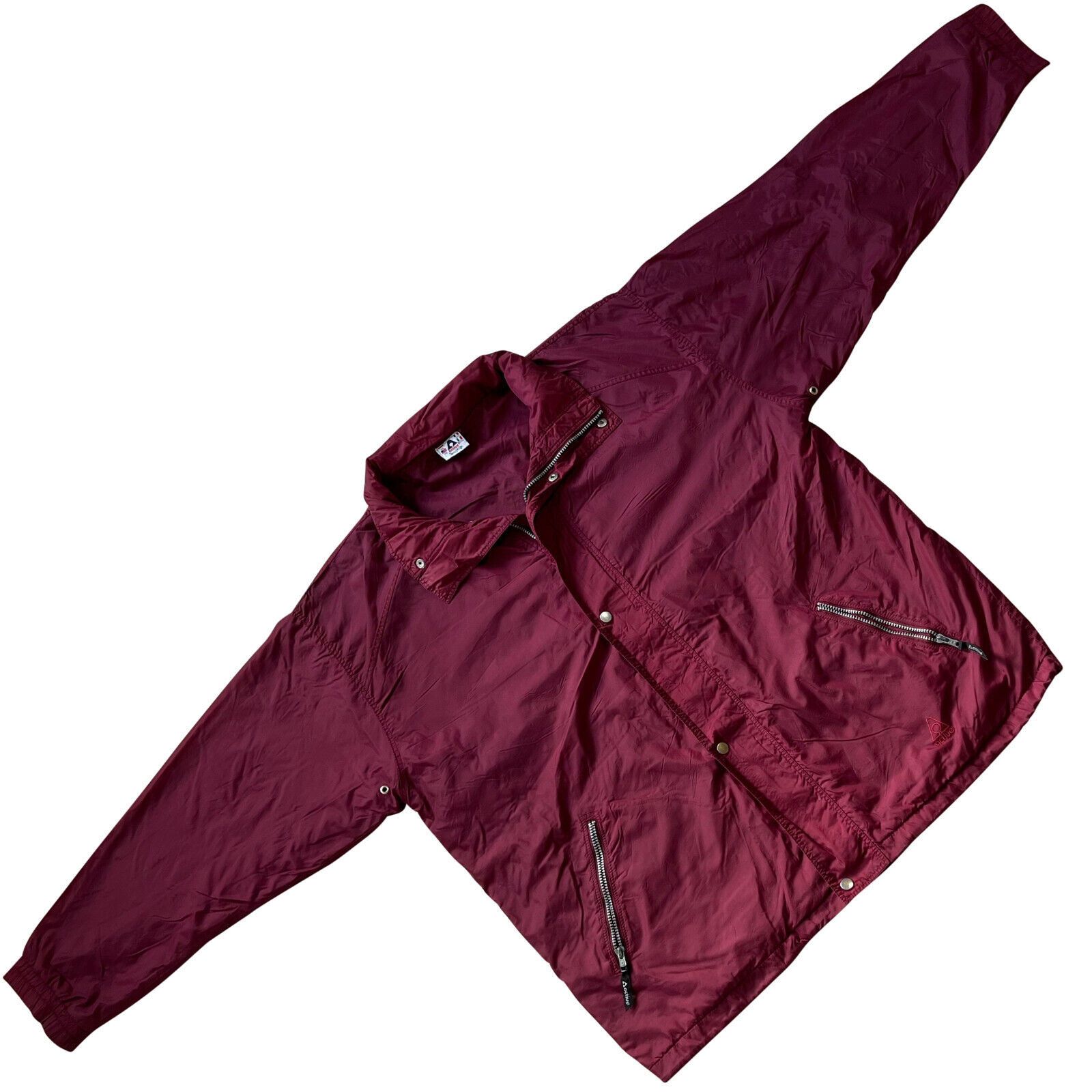 image of Vintage Active (Switzerland) Fleece Insulated Windbreaker Burgundy in Red, Women's (Size 2XL)