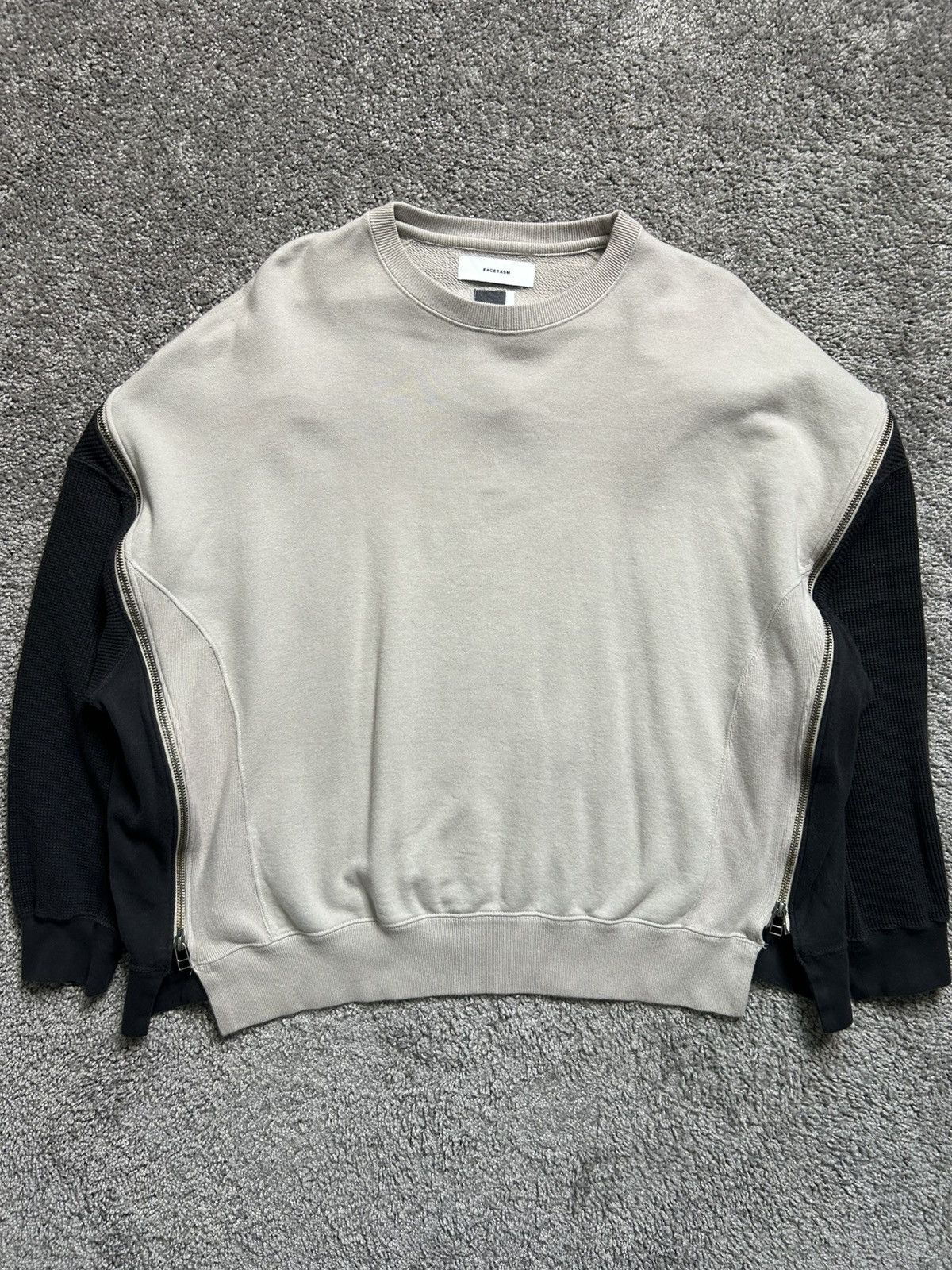 Facetasm × Japanese Brand Facetasm Zippered Two Tone Thermal Crewneck Sweatshirt Japan Size US L / EU 52-54 / 3 - 1 Thumbnail