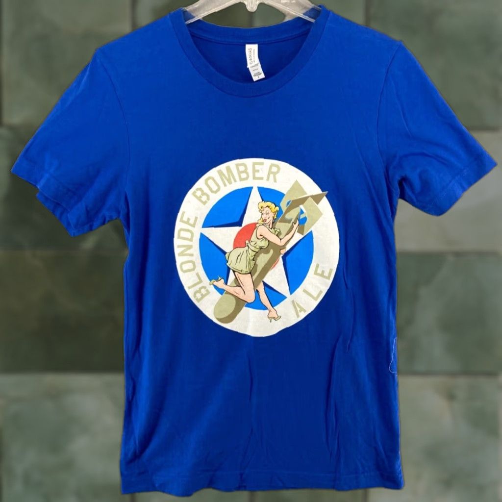 Vintage Canvas Beer Graphic Print T-Shirt Womens Small Blue Cap Sleeve Crew Neck Florida Pinup Size S / US 4 / IT 40 - 1 Thumbnail