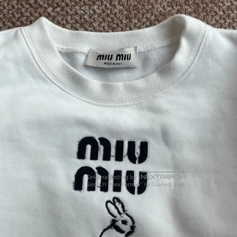 Miu Miu Miu Miu Women's White Cotton Cropped Sweatshirt . Size XS / US 0-2 / IT 36-38 - 3 Thumbnail