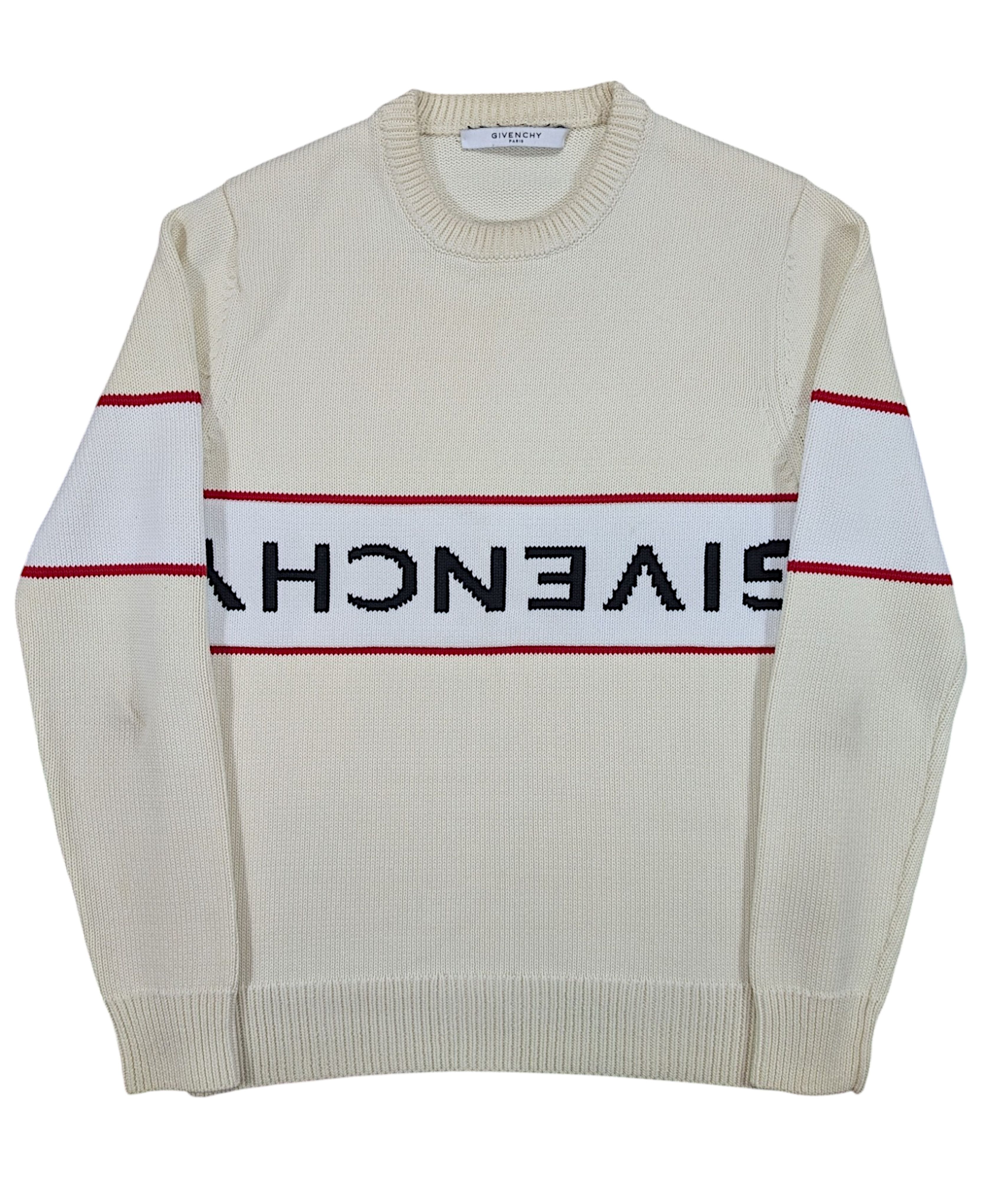 Givenchy Givenchy Upside Down Reverse Off White Logo Knit Sweater Size US S / EU 44-46 / 1 - 1 Thumbnail