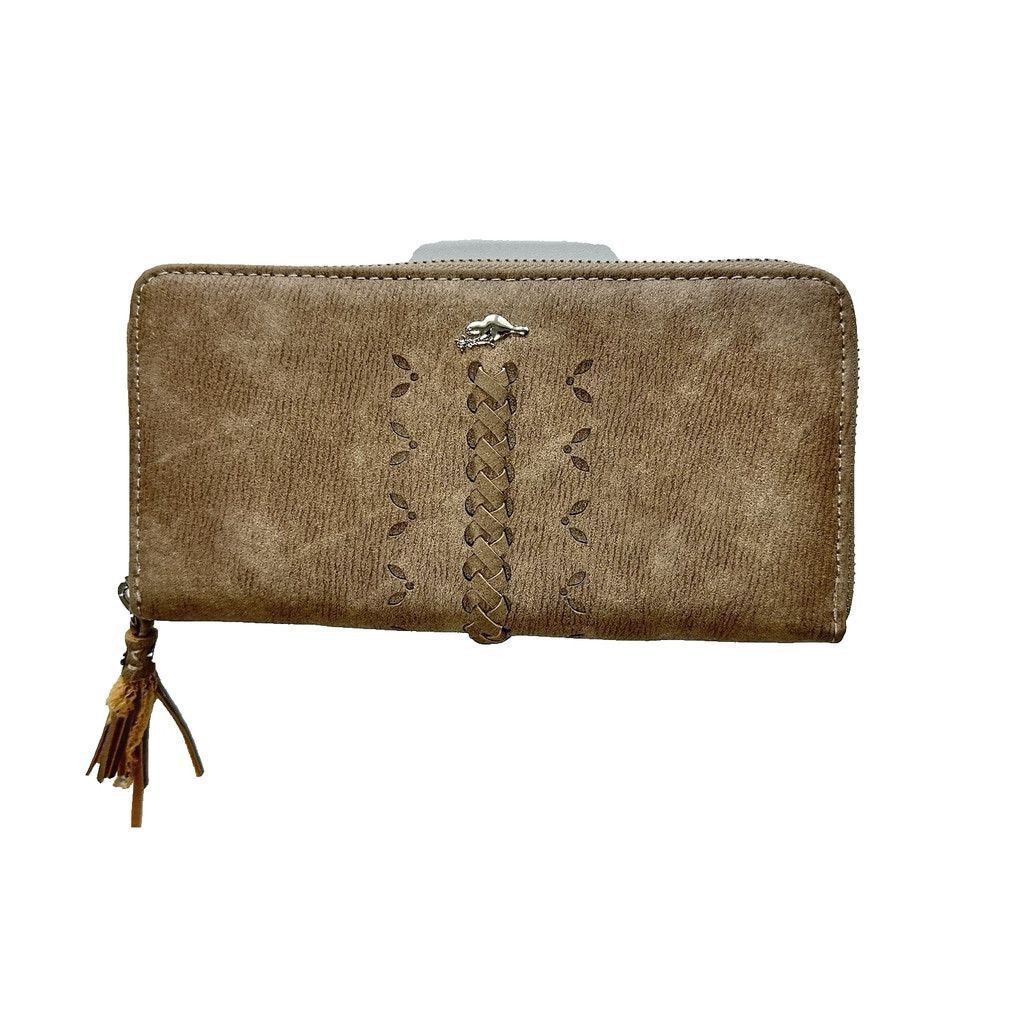 Other Roots RFID Braided Rectangular Zip Around Tassel Wallet Tan Size ONE SIZE - 1 Thumbnail