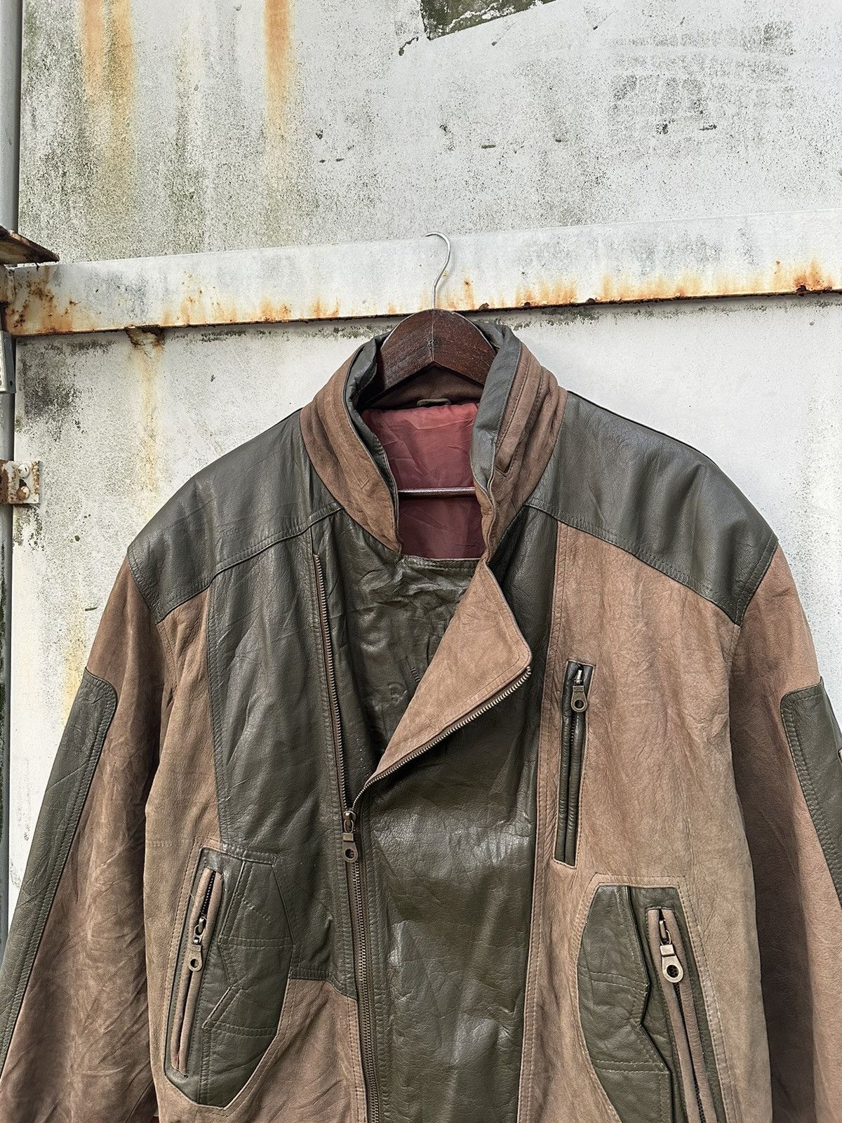 Vintage 👹Vintage 90s Brown Surde Leather Jacket Size US L / EU 52-54 / 3 - 6 Thumbnail