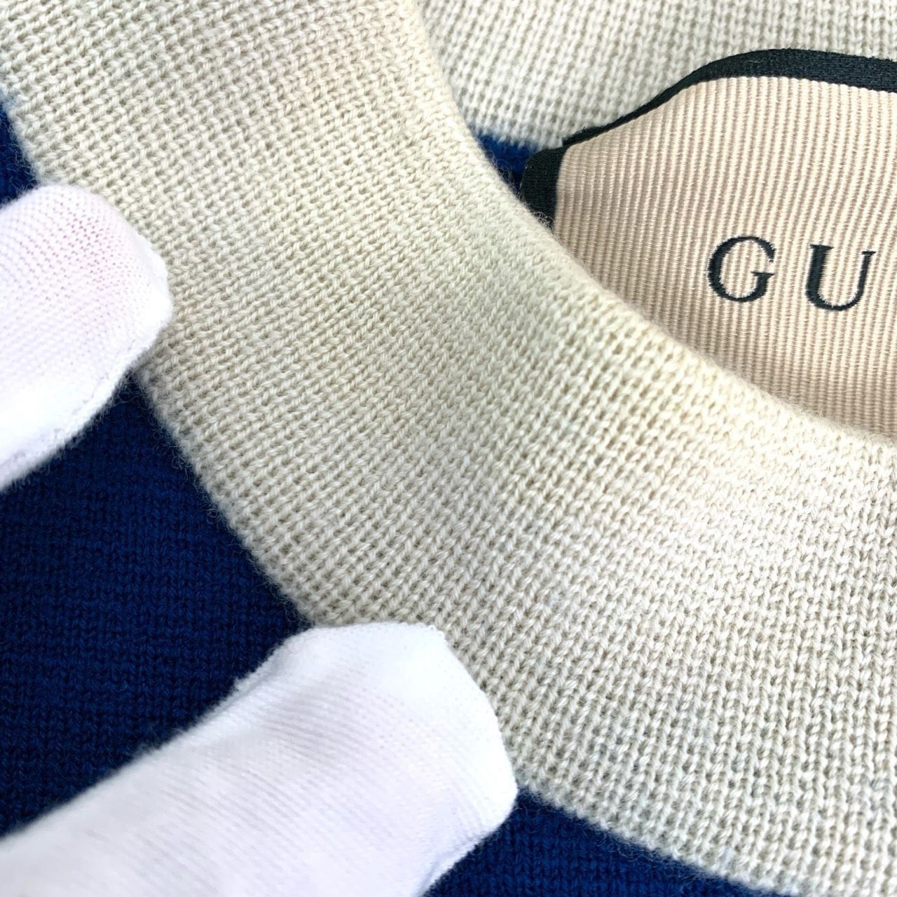 Gucci Gucci Womens Blue & Cream Short Sleeve Dress With Pocket Log Size XS / US 0-2 / IT 36-38 - 8 Thumbnail