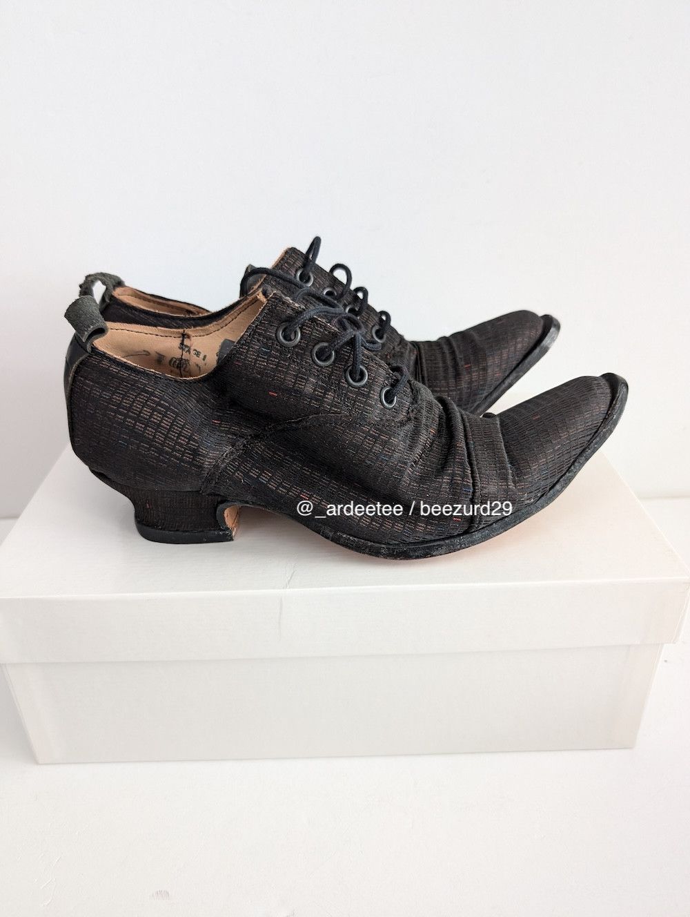 Paul Harnden Shoemakers *NEW* BLACK LACE AND LEATHER HEELED DERBY Size US 6 / IT 36 - 2 Thumbnail