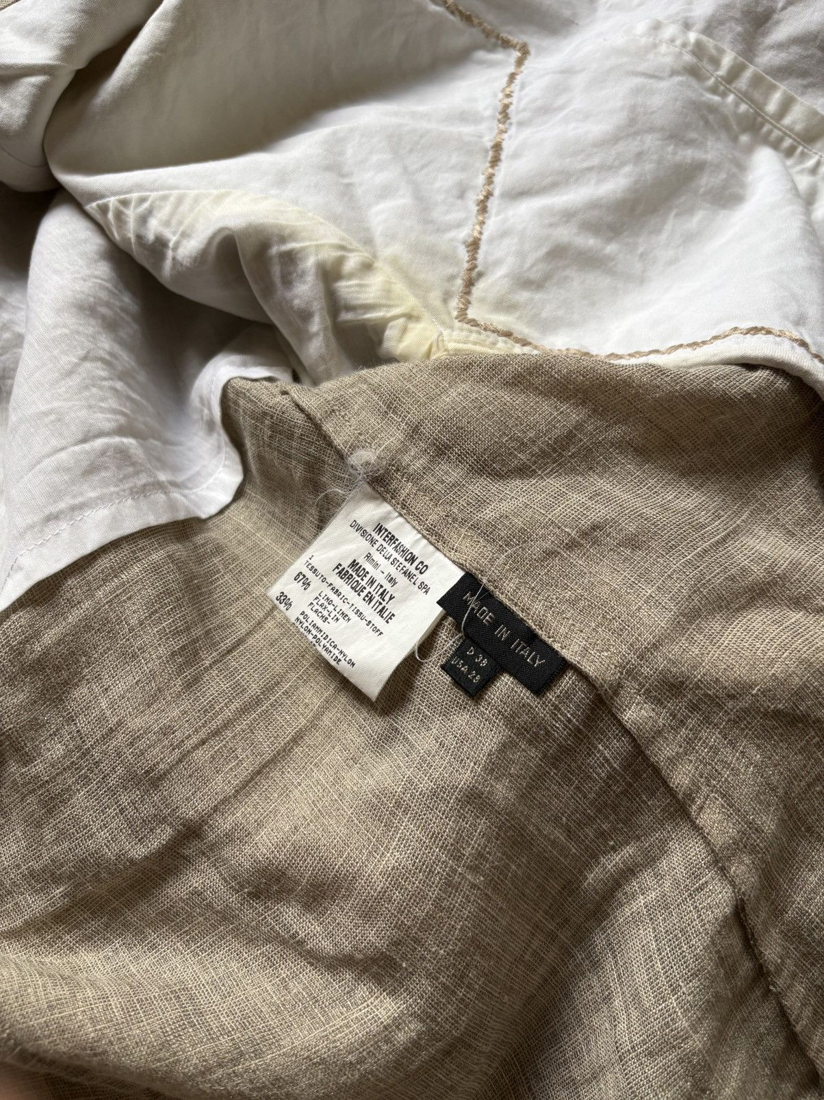 Marithe + Francois Girbaud Vintage Marithe Francois Girbaud Beige Linen Blazer Jacket Size XS / US 0-2 / IT 36-38 - 8 Thumbnail