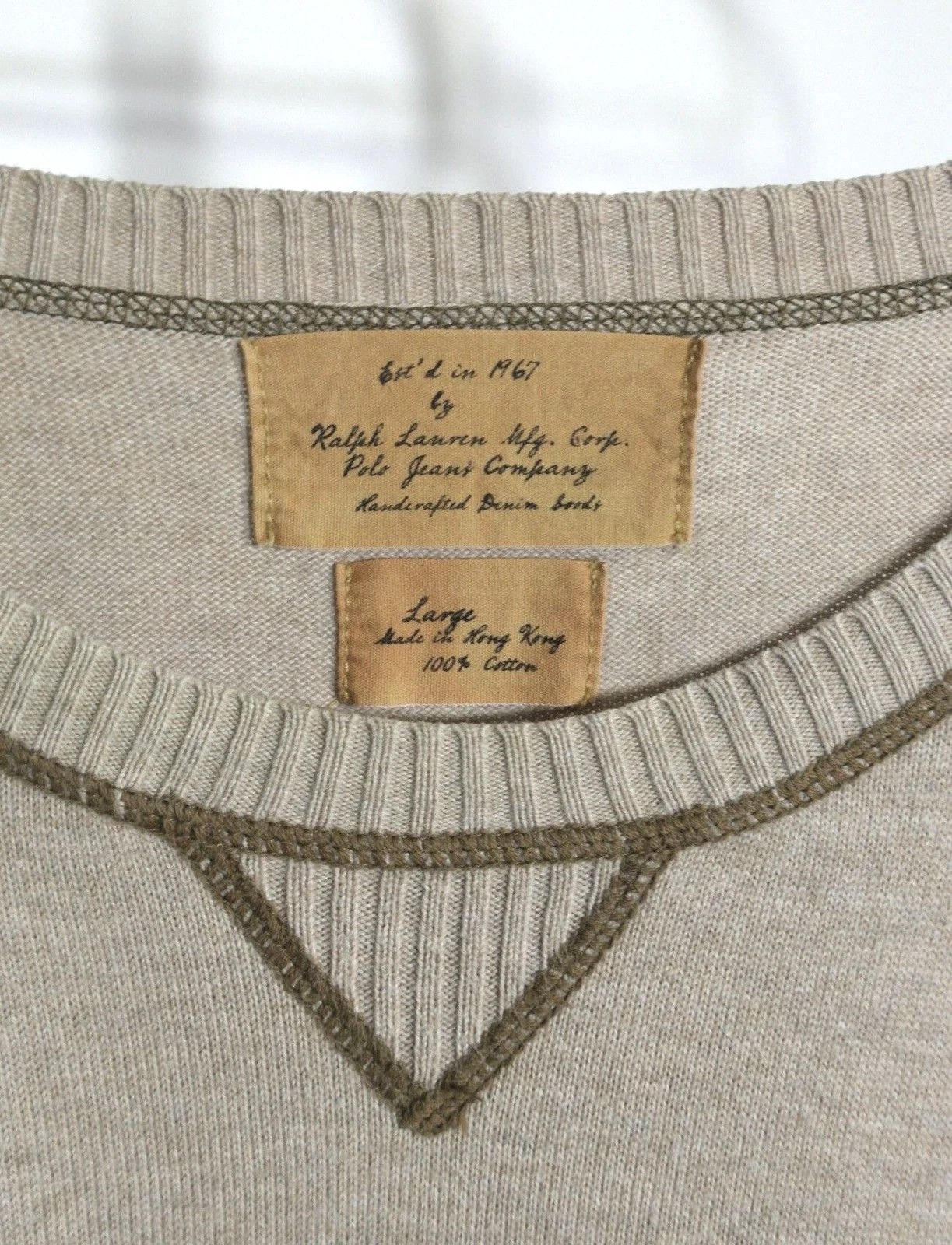 Ralph Lauren Ralph Lauren Polo Jeans Company Knitted Jumper Men's L Beige Size US L / EU 52-54 / 3 - 6 Thumbnail