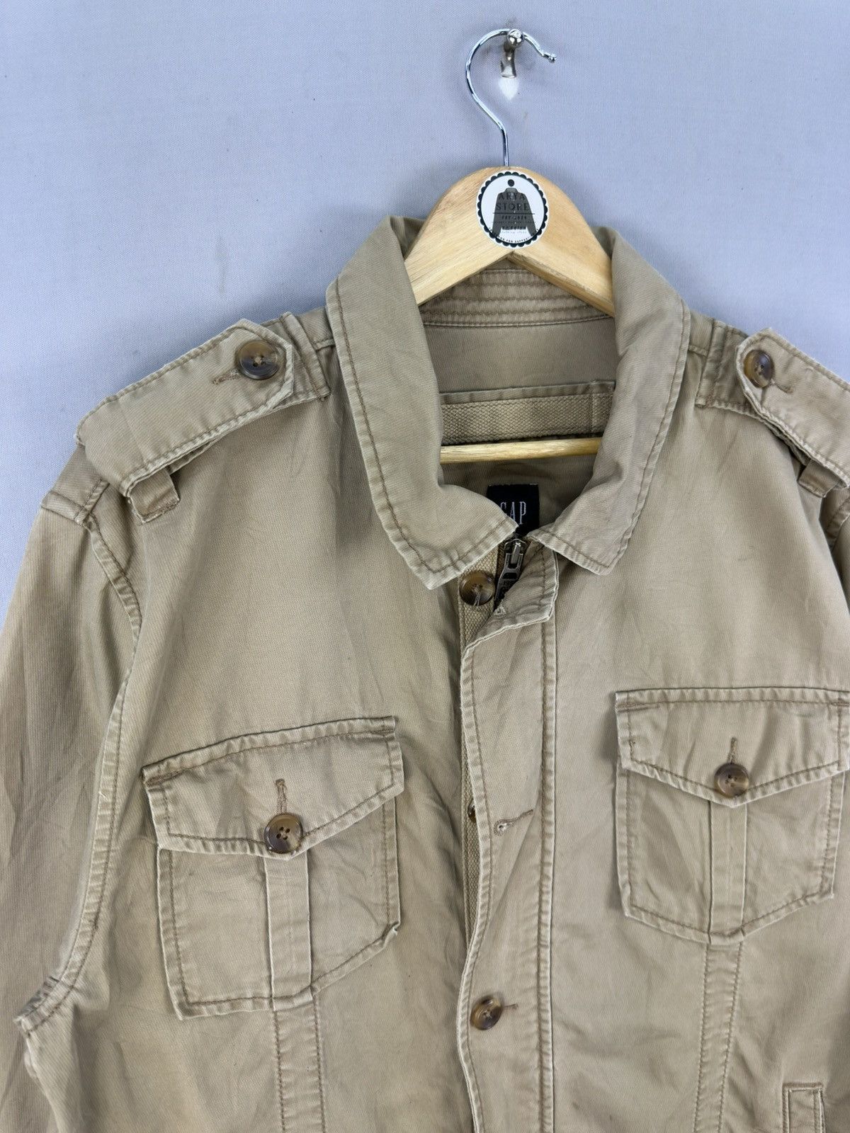 Gap Vintage Y2K Gap Khaki Utility Tactical Jacket Size US XL / EU 56 / 4 - 2 Thumbnail