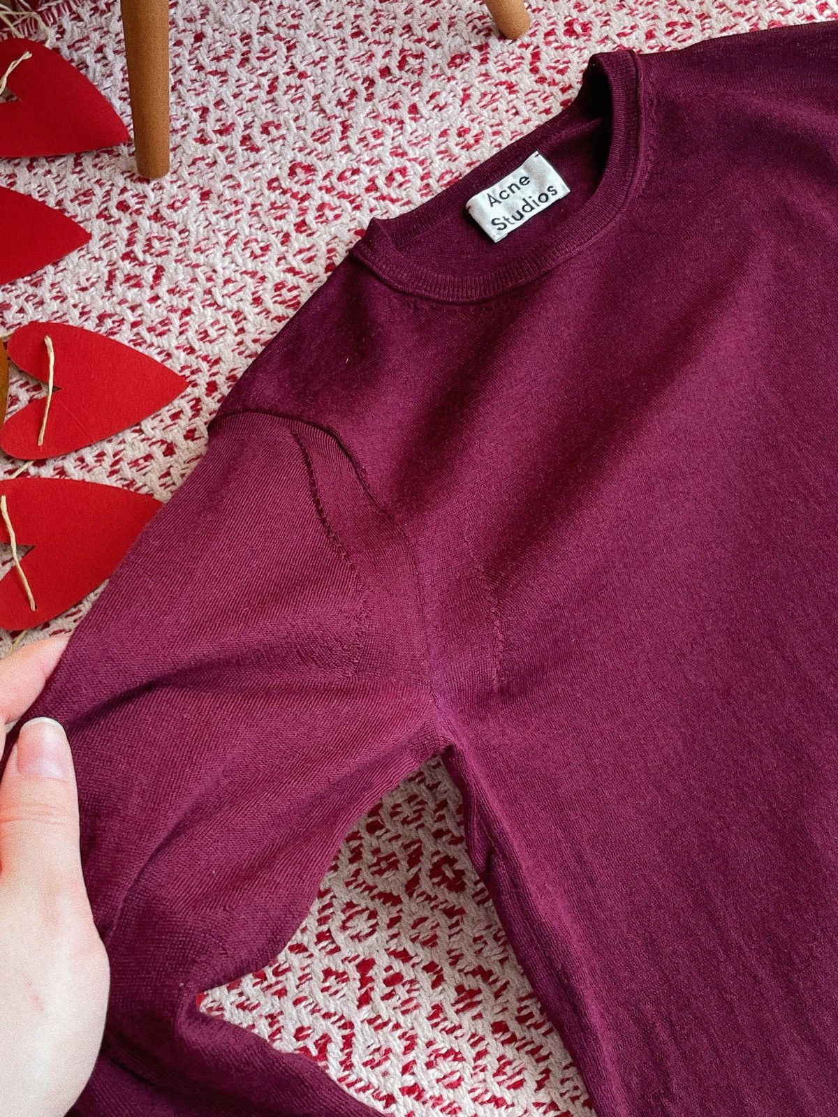 Acne Studios Acne Studios “Kurt” Burgundy Merino Sweater Size XS / US 0-2 / IT 36-38 - 8 Thumbnail