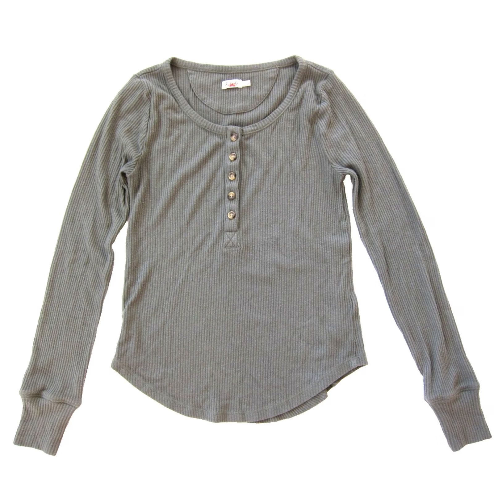 Faherty Faherty Shirt Small Green Ribbed Rayon Stretch Scoop Neck Long Sleeve Top Blouse Womens Size S / US 4 / IT 40 - 2 Thumbnail