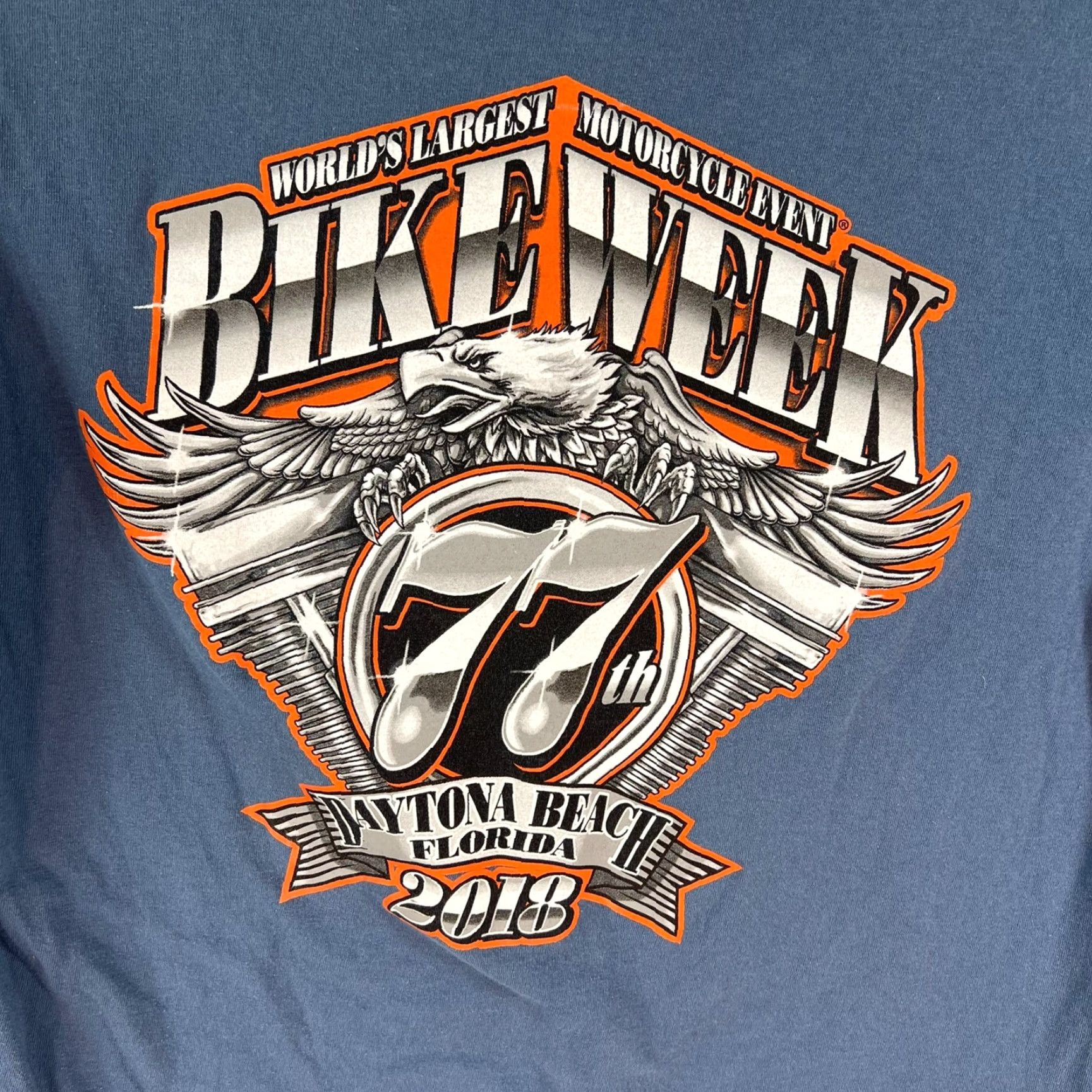 Gildan Gildan Daytona Bike Week T-Shirt Adult XL Blue 2-Sided Graphic Biker Skull 2018 Mens Size US XL / EU 56 / 4 - 4 Thumbnail