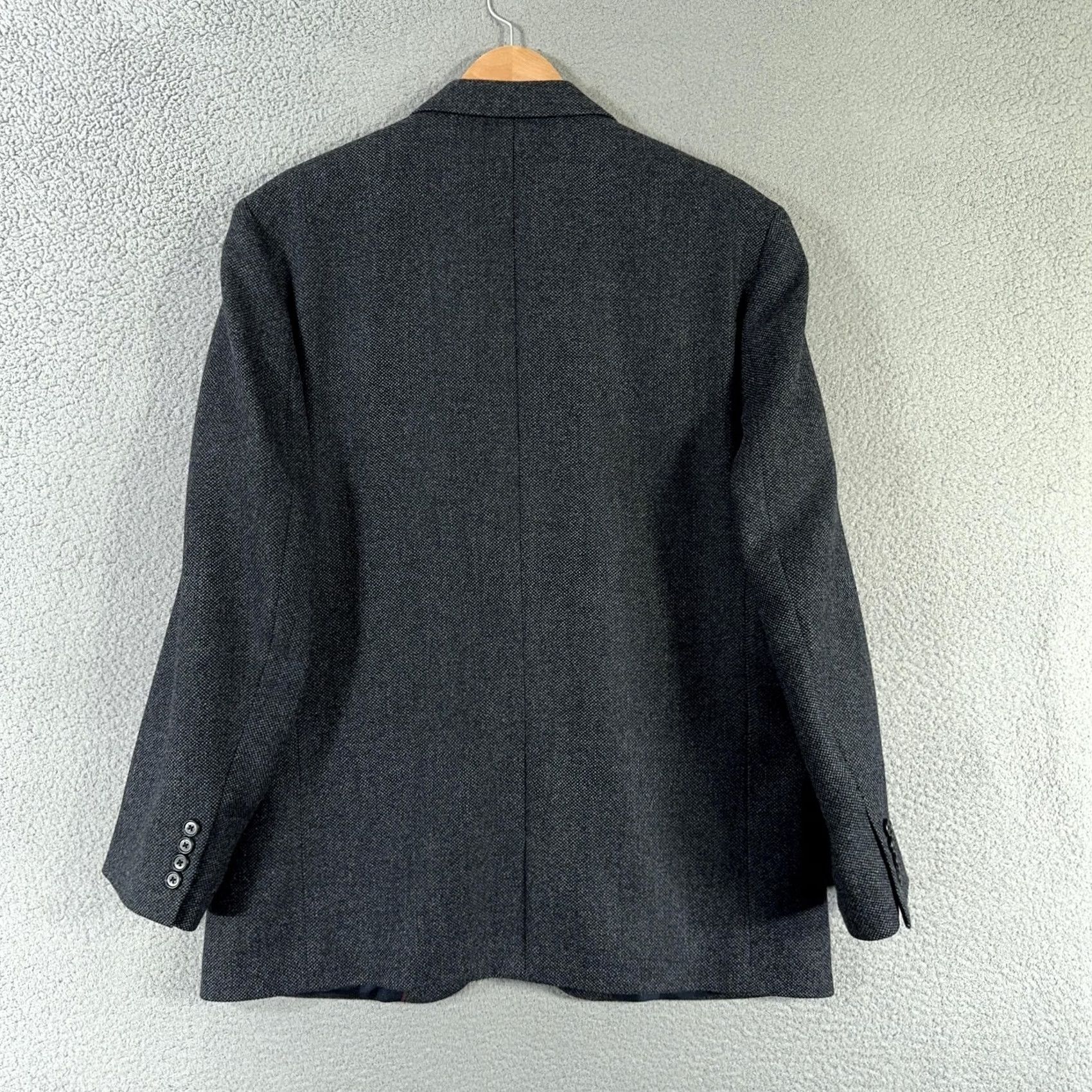 Lands' End VINTAGE Lands' End Sport Coat Blazer Mens 42R Wool Herringbone Lined 2-Button Notch Lapel Blue Tweed Jacket Coat Size 42R - 2 Thumbnail