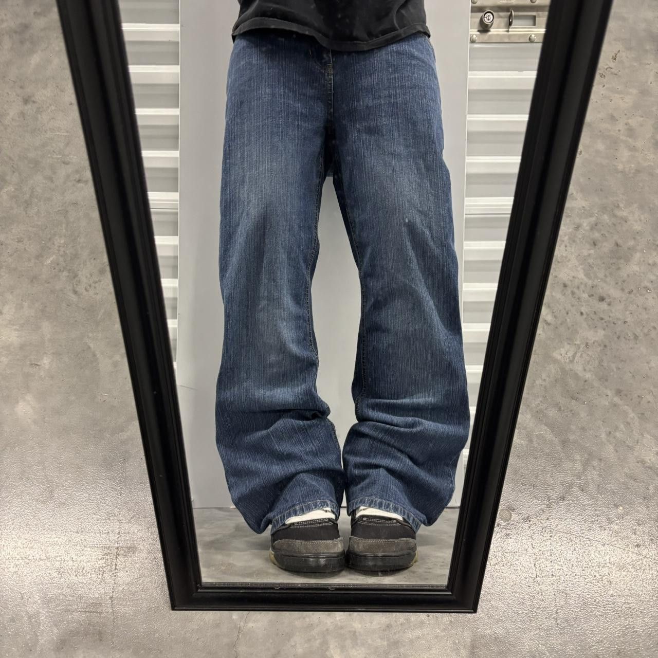 Japanese Brand × Vintage Crazy Vintage Y2K/2000s Dark Blue Wash Flared Denim Jeans! Size US 32 / EU 48 - 1 Thumbnail