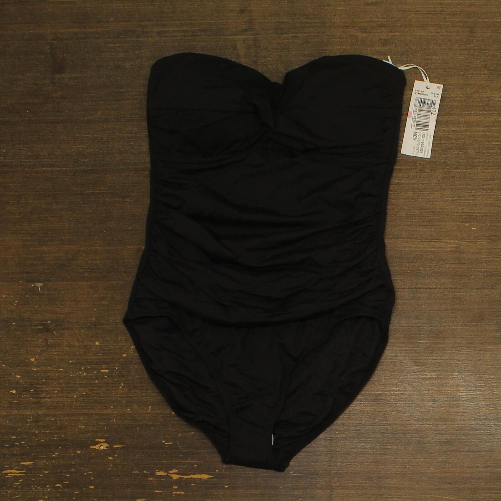Other New Anne Cole Shirred One Piece Swimsuit Mymo00501 Black 10 Size ONE SIZE - 1 Thumbnail