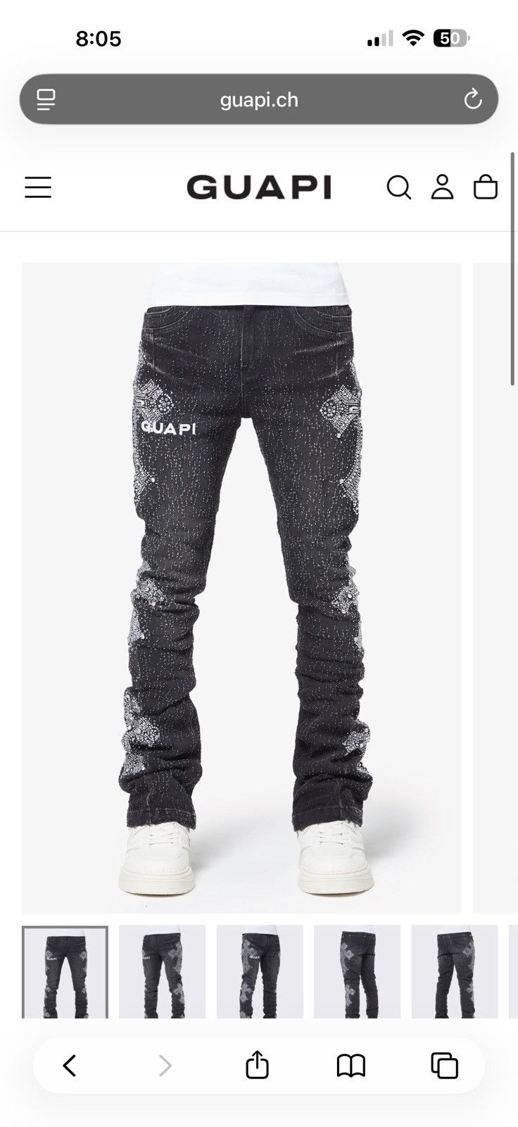 GUAPI Guapi Vintage Black Distressed Cross Denim Size US 32 / EU 48 - 6 Thumbnail