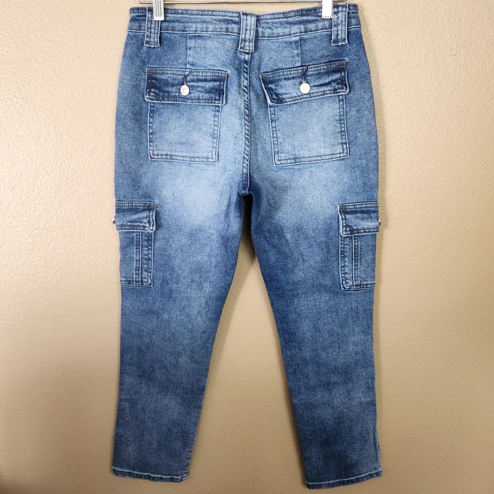 Vintage KanCan Huntsville High Rise Cargo Slim Straight Medium Wash Jeans Size 26/5-26 Women Size 26" / US 2 / IT 38 - 6 Thumbnail