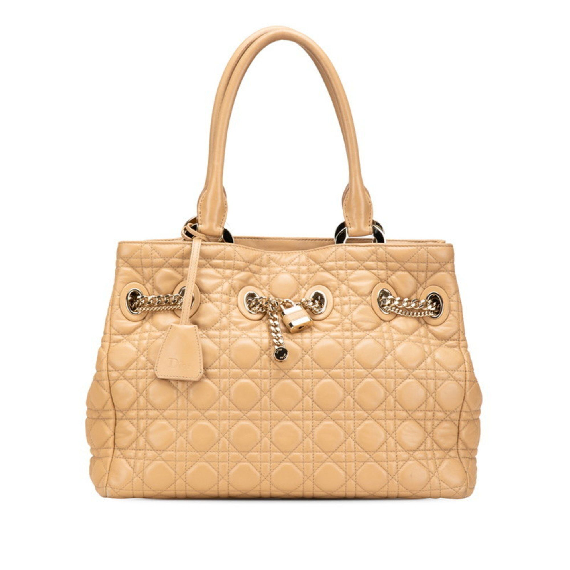 Dior Christian Dior Dior Cannage Lady handbag tote bag in brown and beige lambskin for women. Size ONE SIZE - 1 Thumbnail