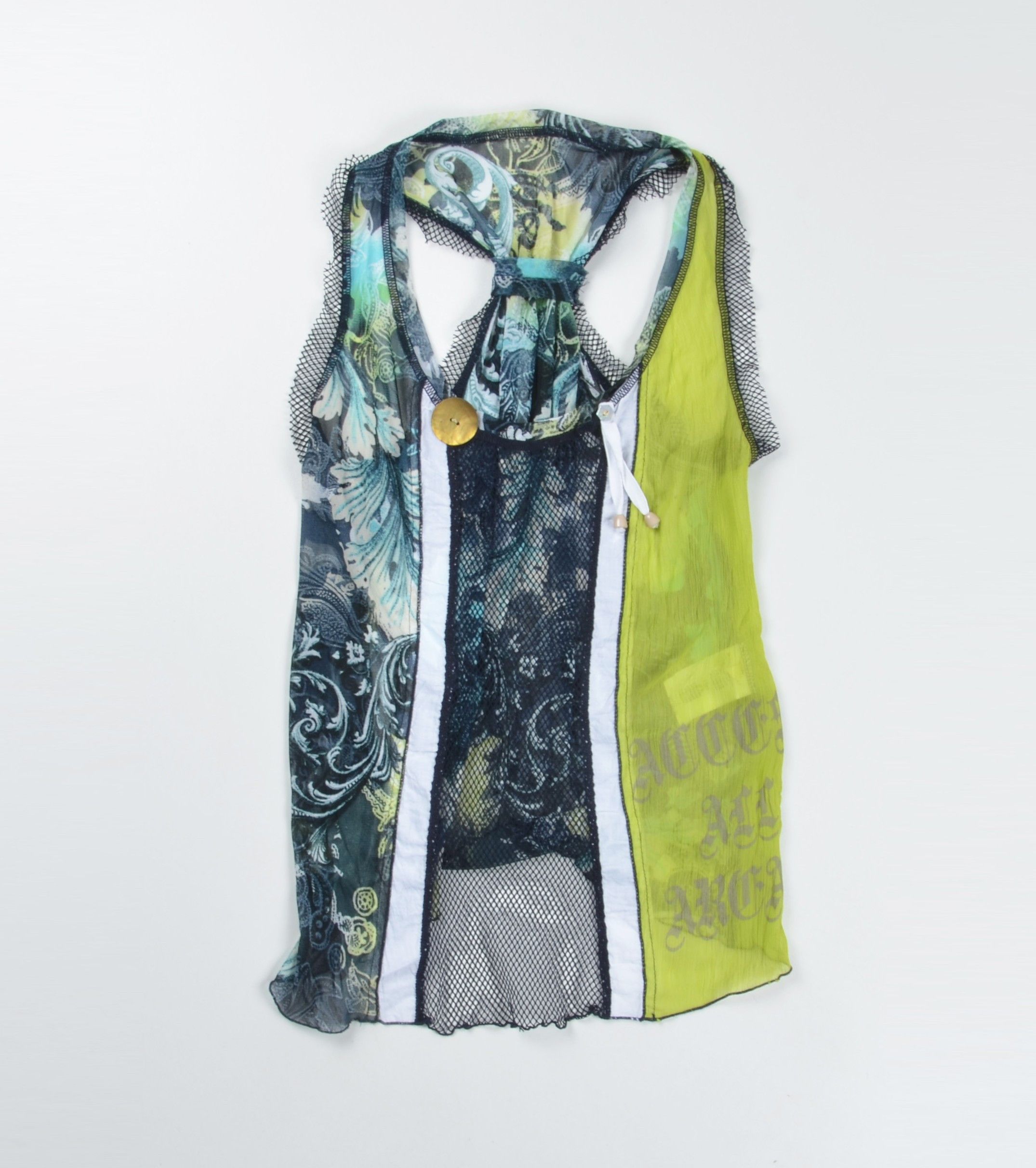 Vintage Vintage Italian Y2K Grunge Patchwork Mesh Tank Top Size L / US 10 / IT 46 - 3 Thumbnail