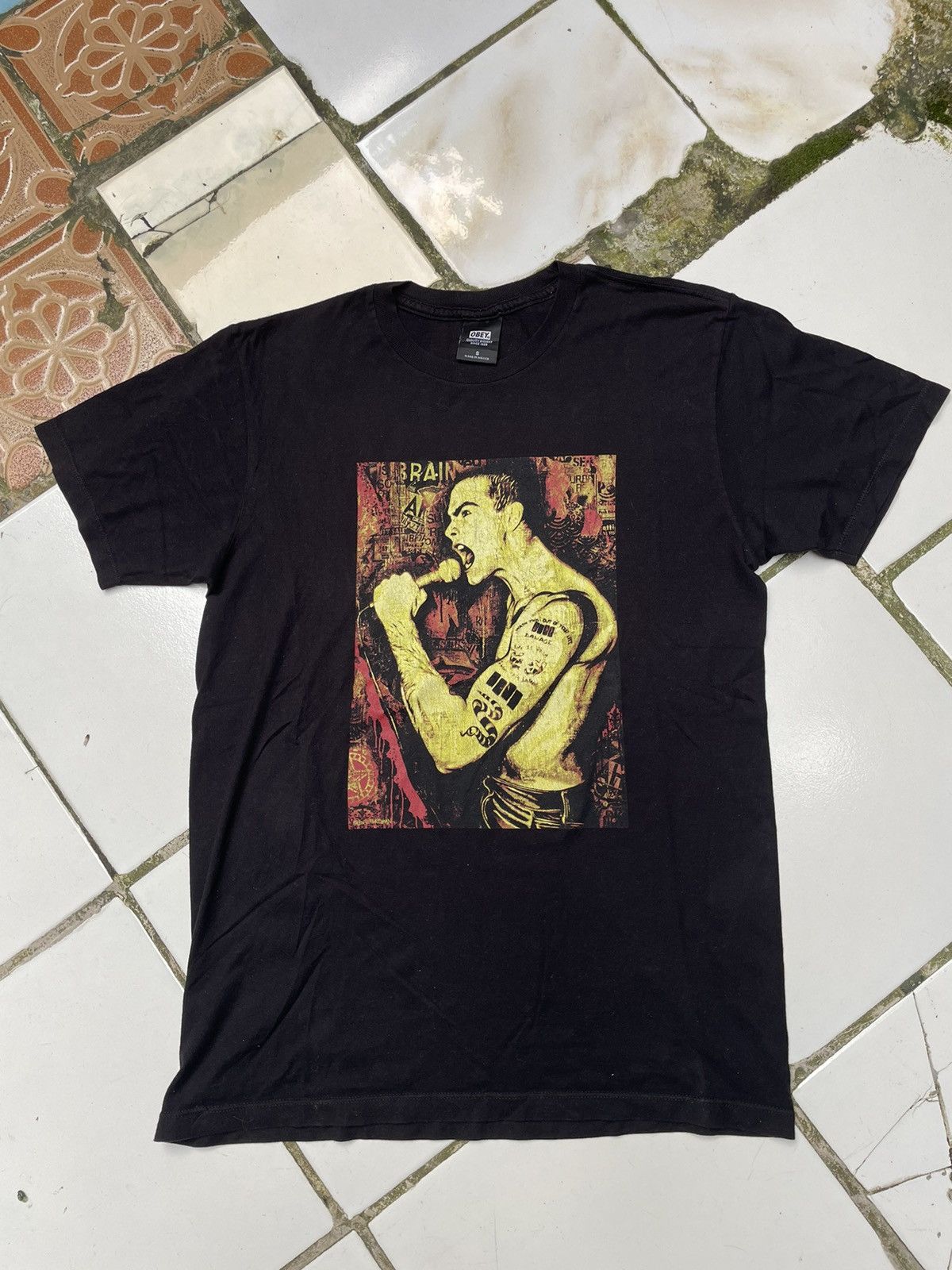 image of Band Tees x Obey Henry Rollins in Black, Men's (Size Small)