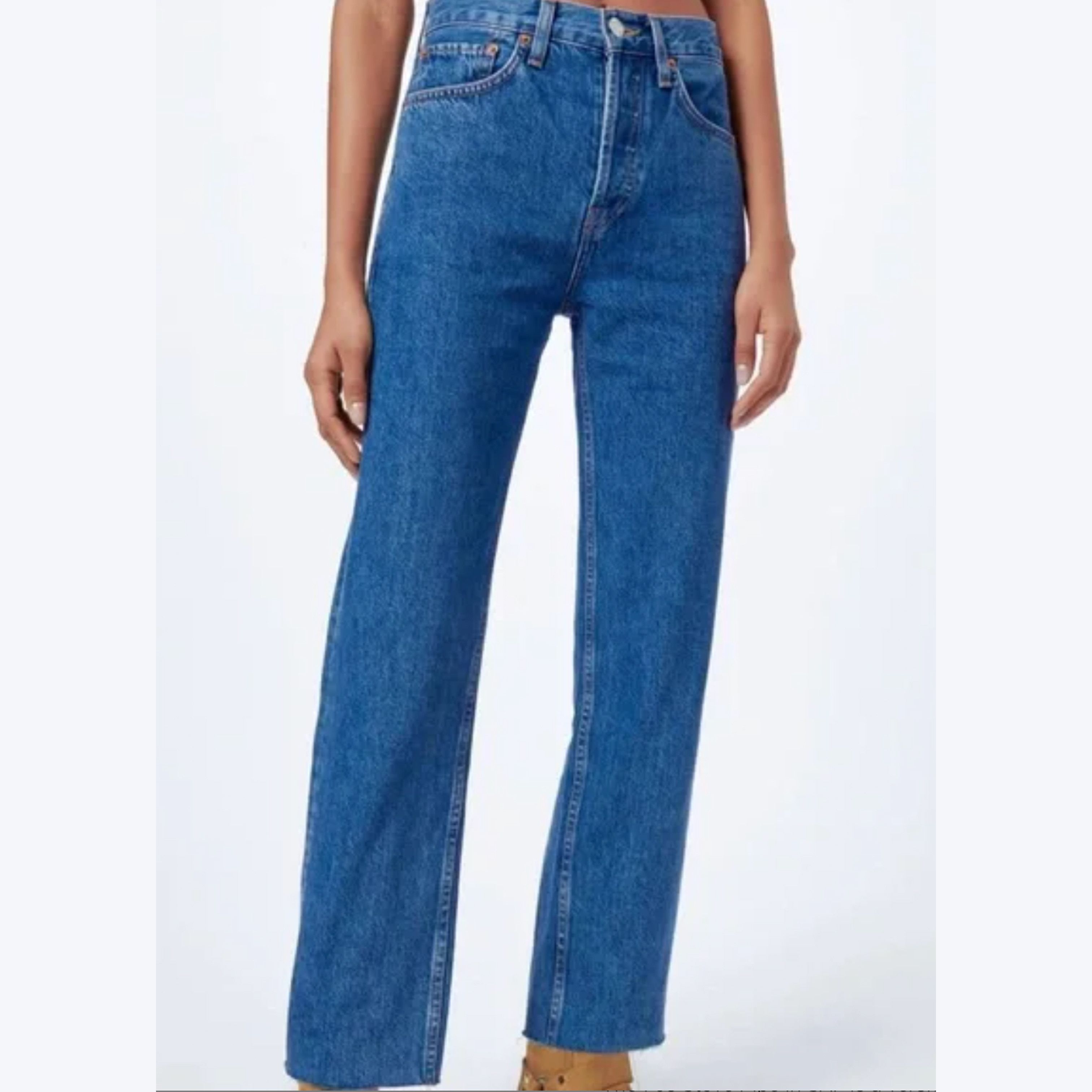 RE/DONE Re/Done Women's High Rise Stove Pipe Straight Leg Blue Jeans Size 26" / US 2 / IT 38 - 1 Thumbnail