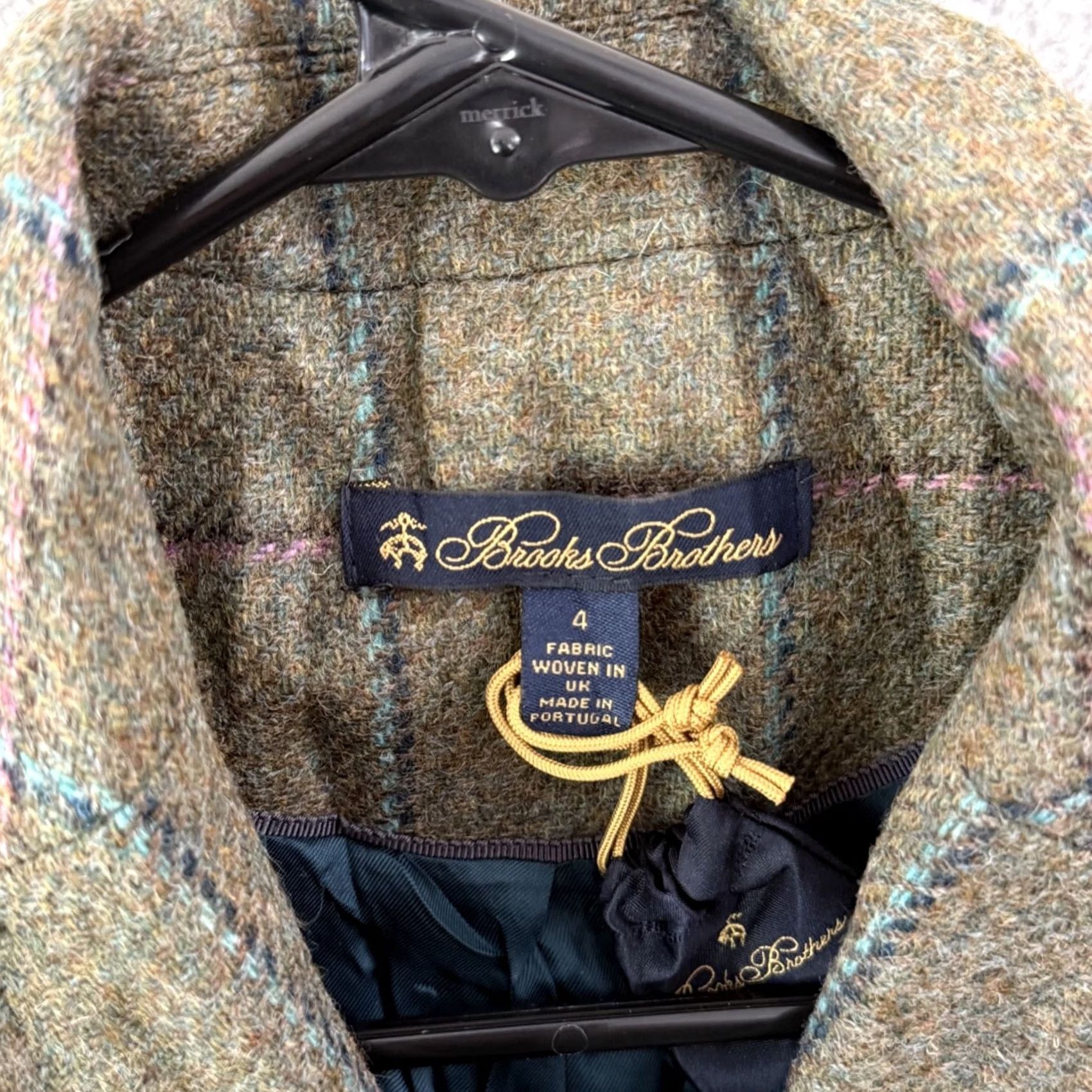Brooks Brothers VINTAGE Brooks Brothers Blazer Womens 4 Green Wool Check Tweed Business Jacket Size S / US 4 / IT 40 - 6 Thumbnail