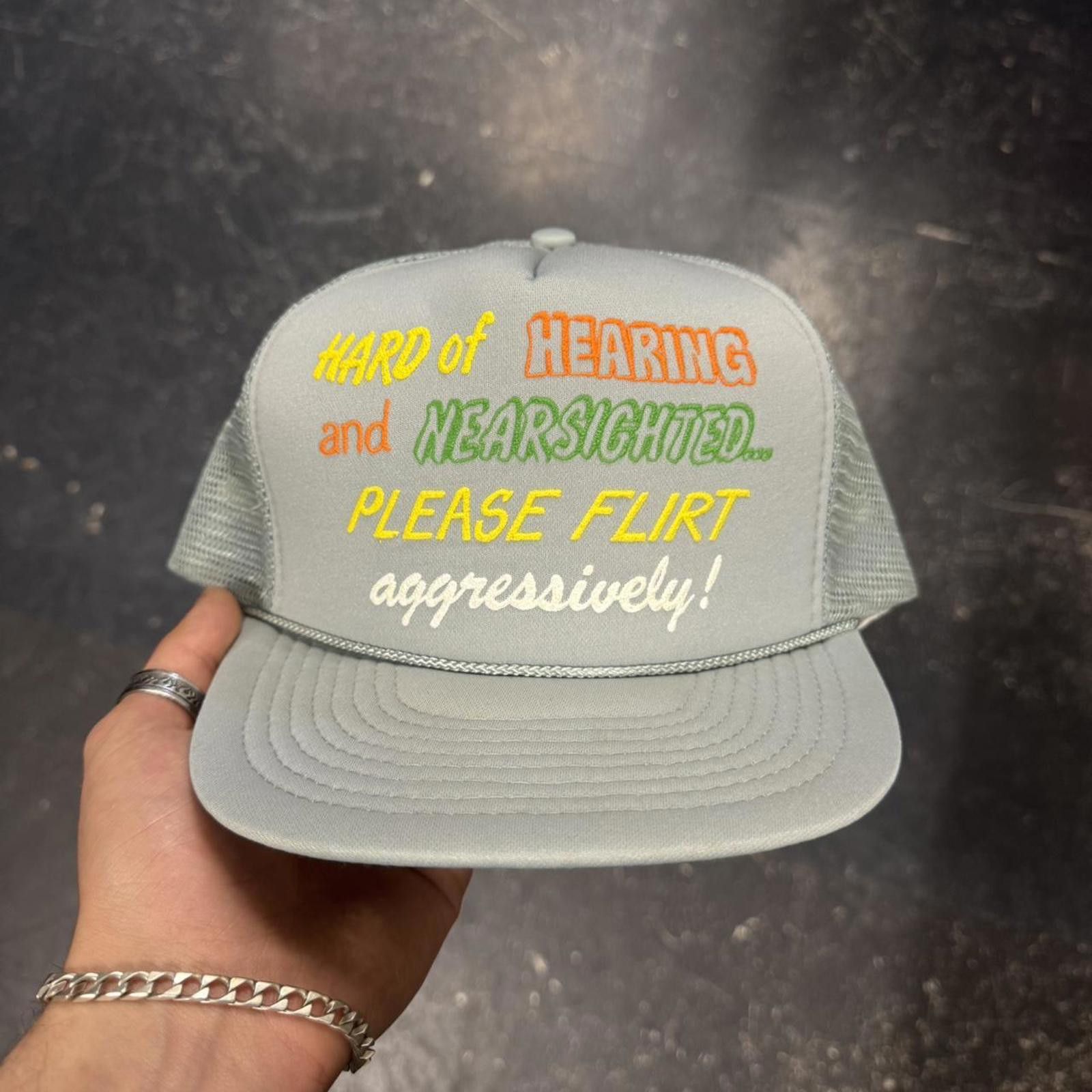 Vintage 90s Flirt Aggressively Trucker Hat Size ONE SIZE - 1 Thumbnail