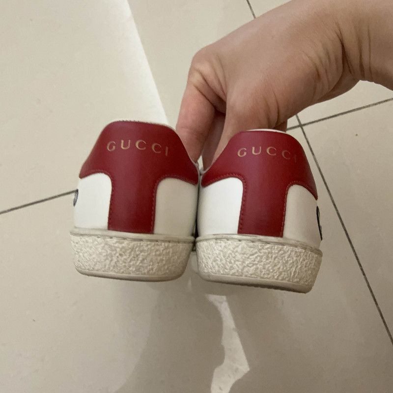 Gucci Gucci ACE Leather Sneakers with Red Green Webbing Size US 4 / IT 34 - 6 Thumbnail