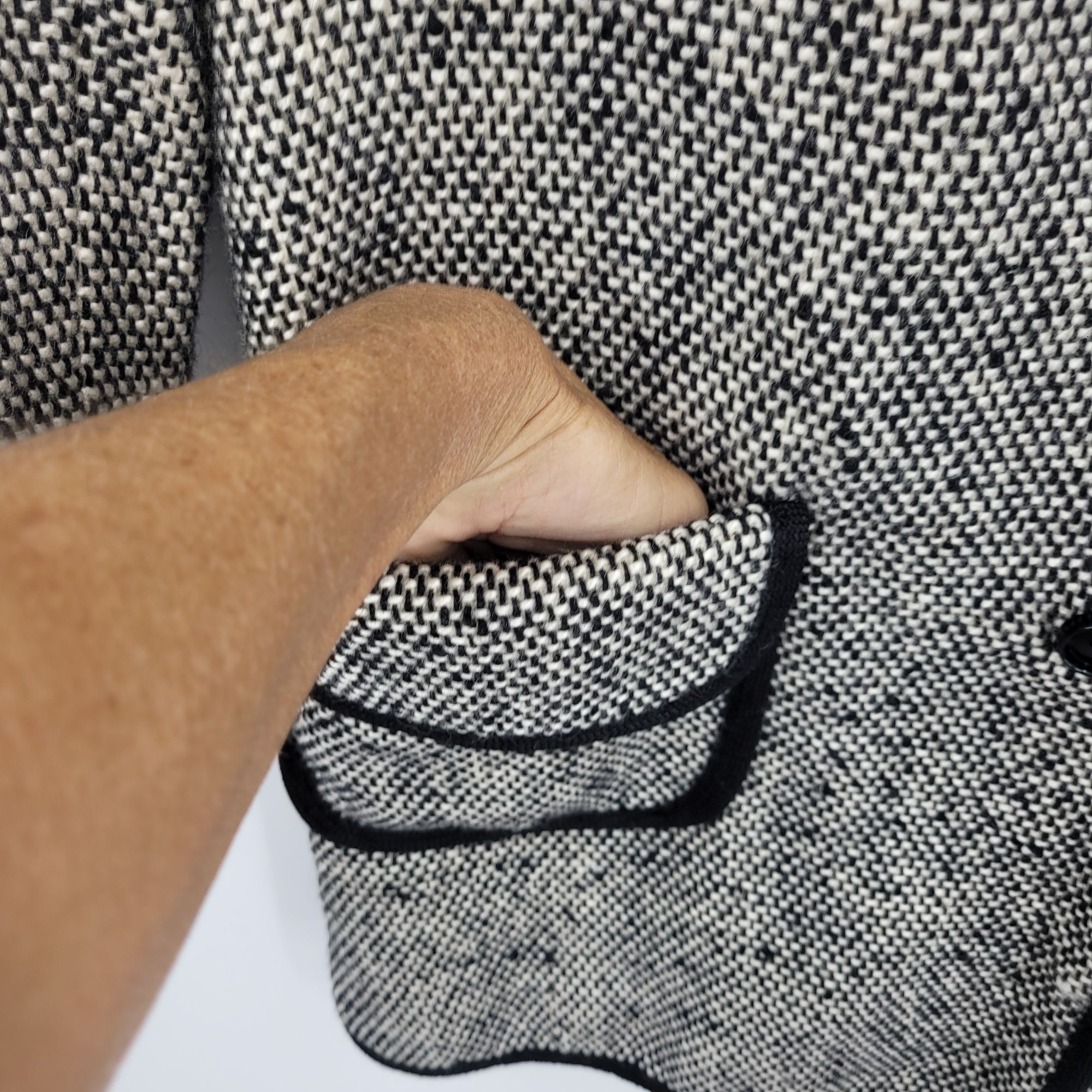 Vintage Vtg 70s Petite Tweed Long Line Coat Sz PS Black White Contra Size S / US 4 / IT 40 - 7 Thumbnail