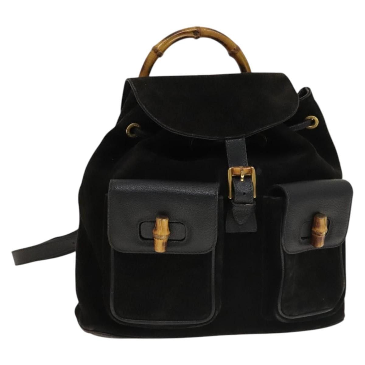 Gucci Gucci Vintage Bamboo Backpack Suede Size ONE SIZE - 1 Thumbnail