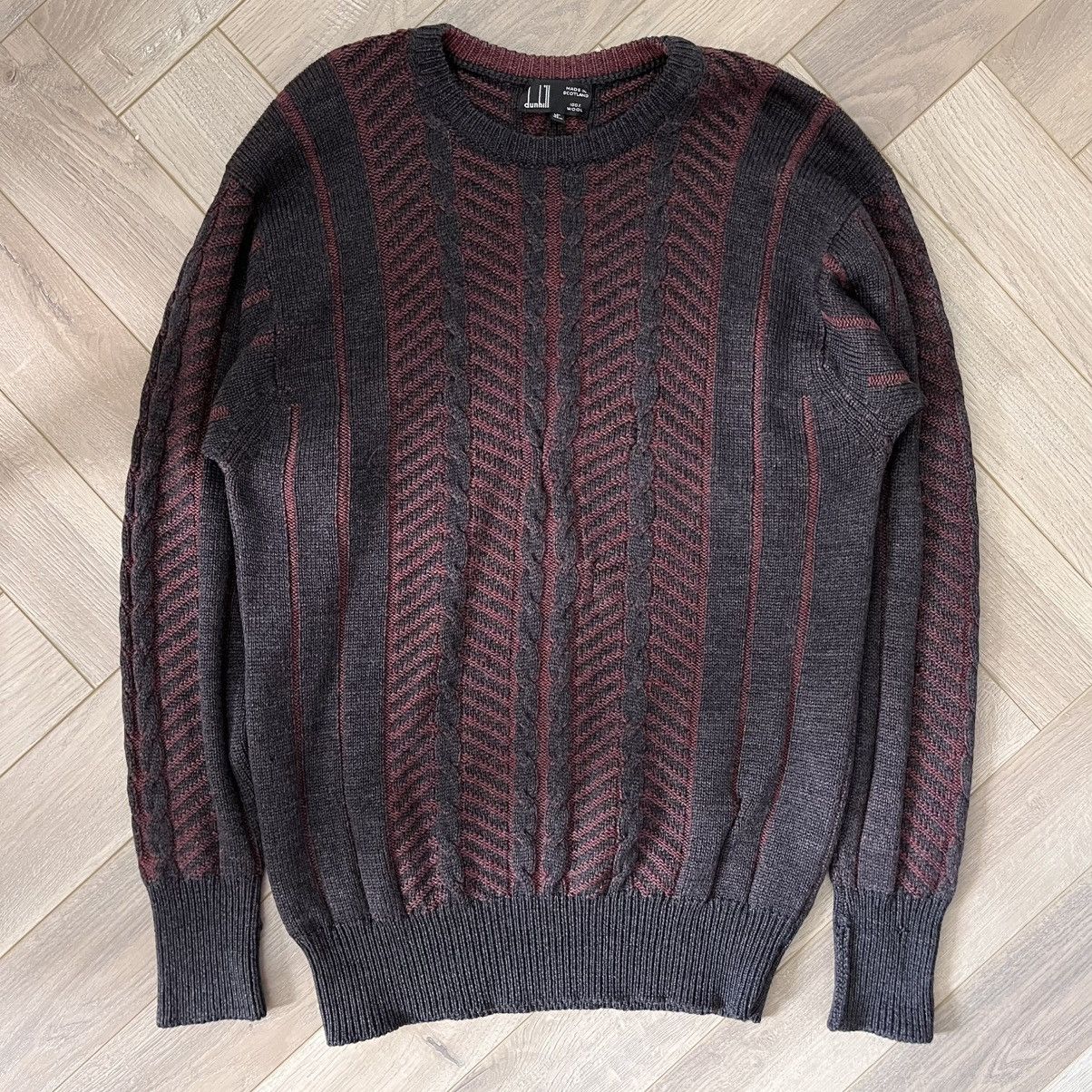 Alfred Dunhill Dunhill Made in Scotland Pure New Wool Cable Knit Jumper Size US L / EU 52-54 / 3 - 1 Thumbnail