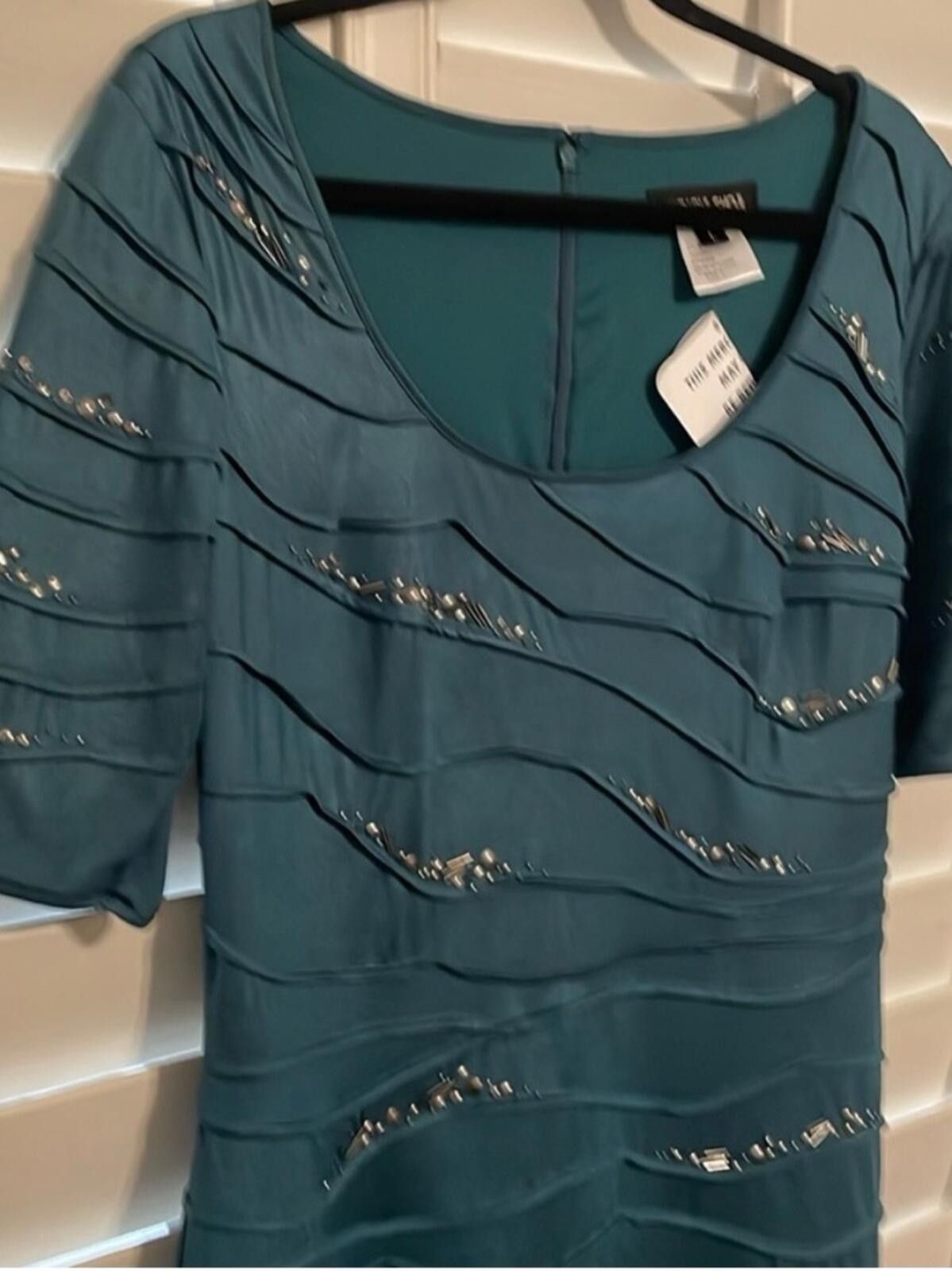 Other Todashi Teal Embellished Sheath Dress Size M / US 6-8 / IT 42-44 - 3 Thumbnail