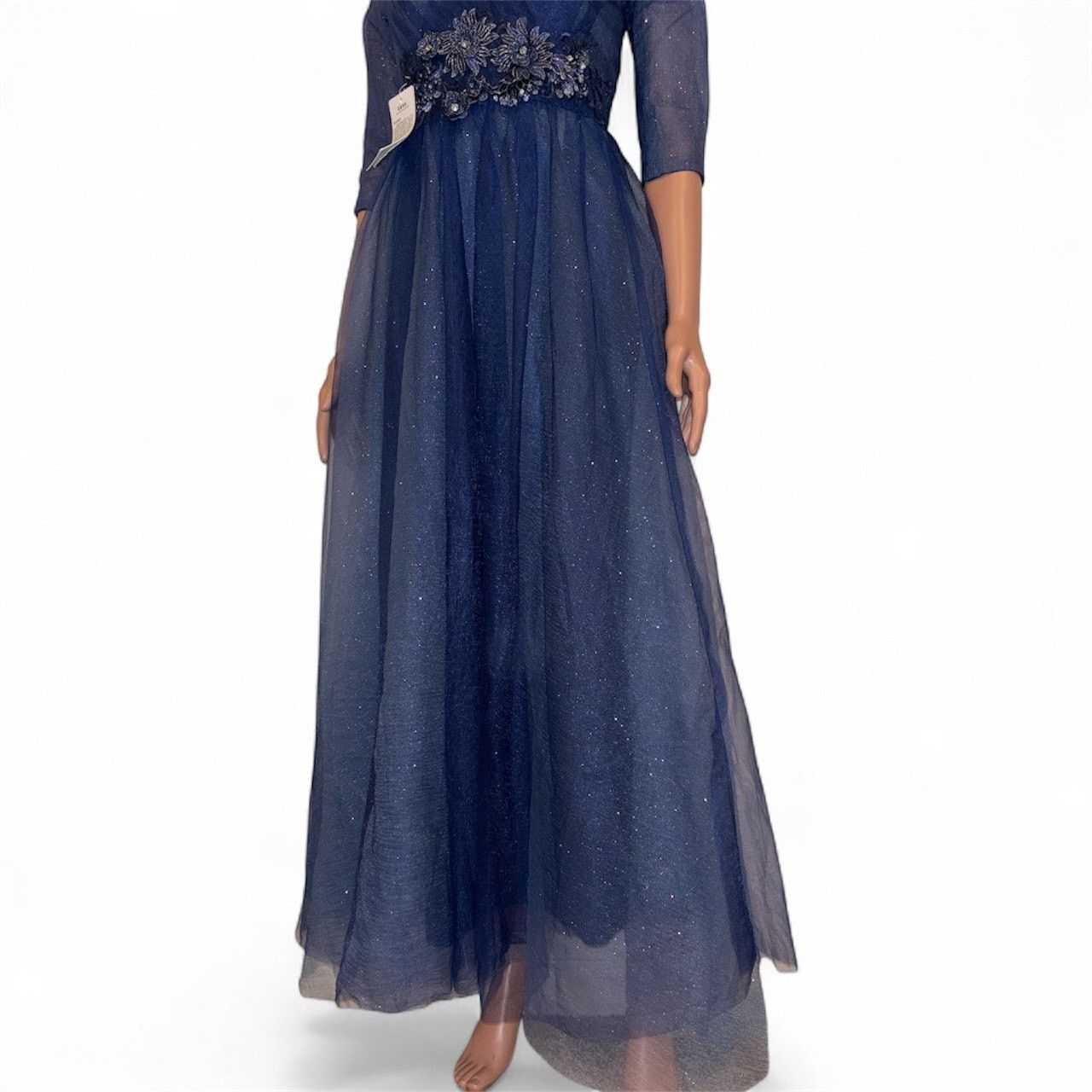 The Unbranded Brand NWT Navy Glitter Blue Formal Gown Size ONE SIZE - 3 Thumbnail
