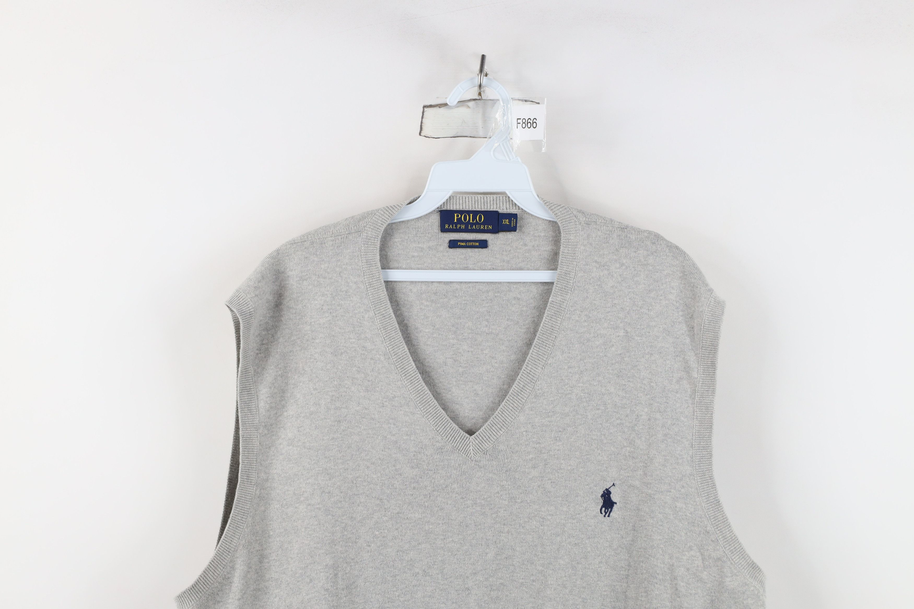 Ralph Lauren Vintage Ralph Lauren Cotton Knit V-Neck Sweater Vest Gray Size US XXL / EU 58 / 5 - 2 Thumbnail